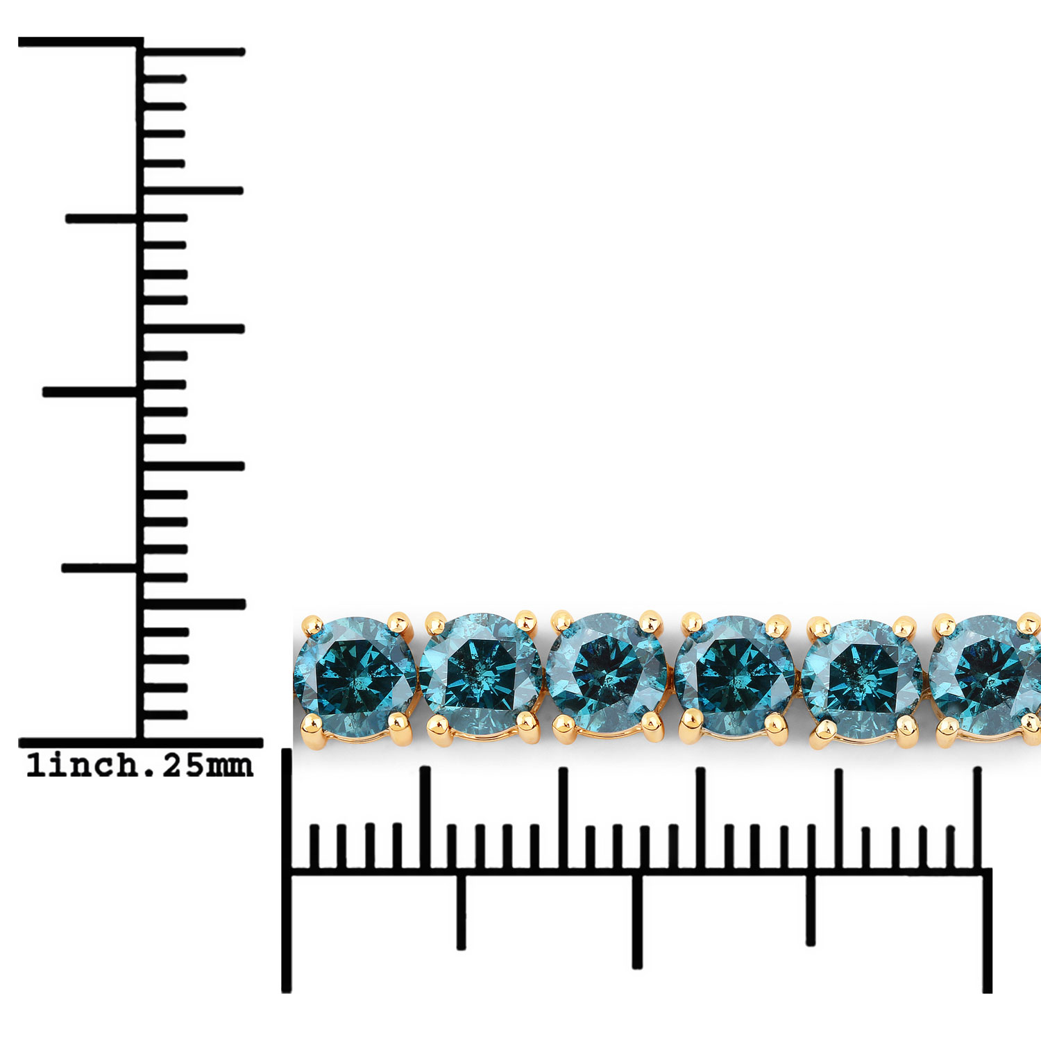 14K Yellow Gold 7in Bracelet  Carat Diamond Round Cut with White Diamond 14.33ct (Vault_Q) - Image 3