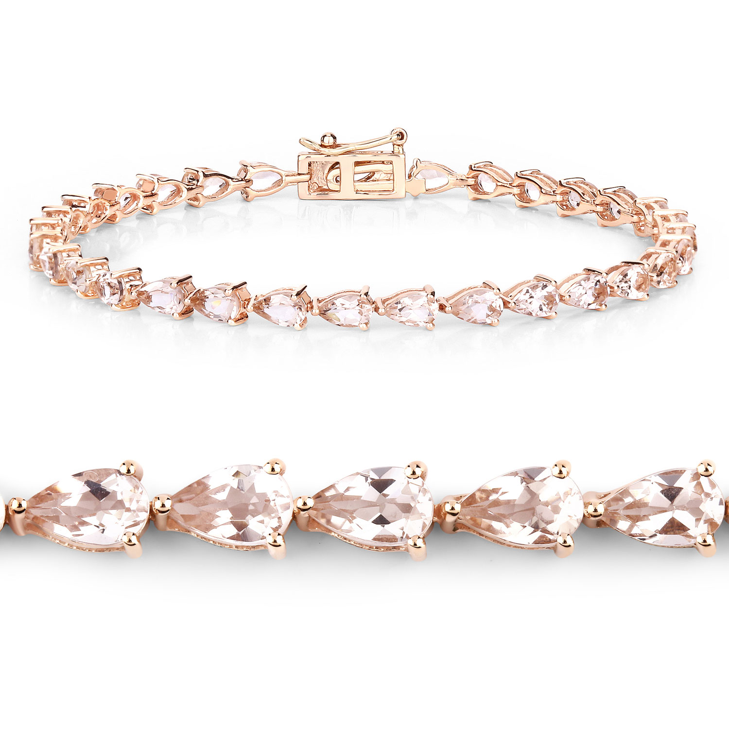 5.58 Carat Genuine Morganite 10K Rose Gold Bracelet