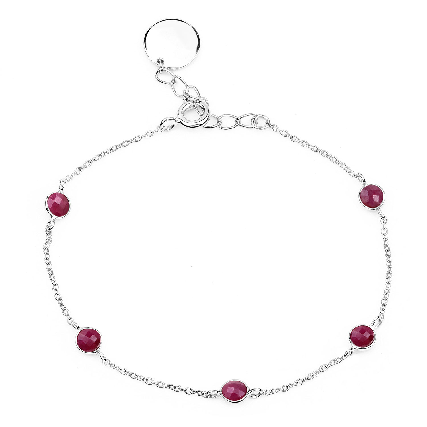 1.50 Carat Genuine Ruby .925 Sterling Silver Bracelet
