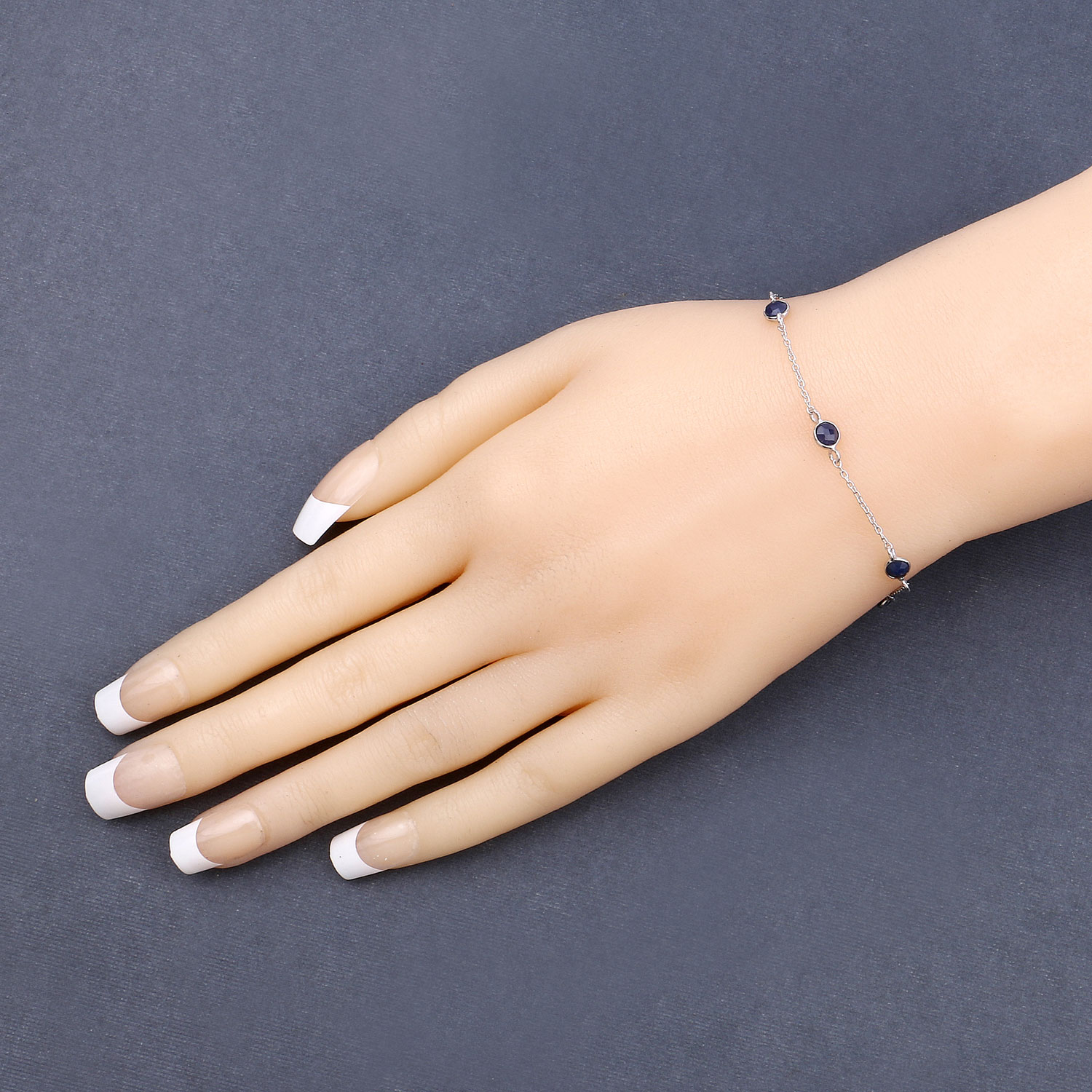 1.50 Carat Genuine Blue Sapphire .925 Sterling Silver Bracelet