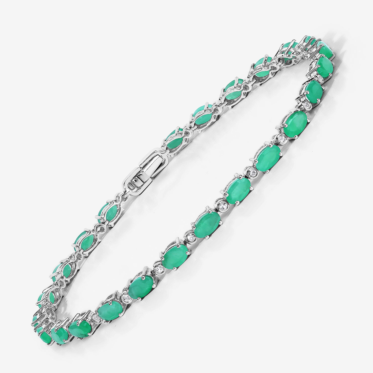 5.04 Carat Genuine Emerald .925 Sterling Silver Bracelet