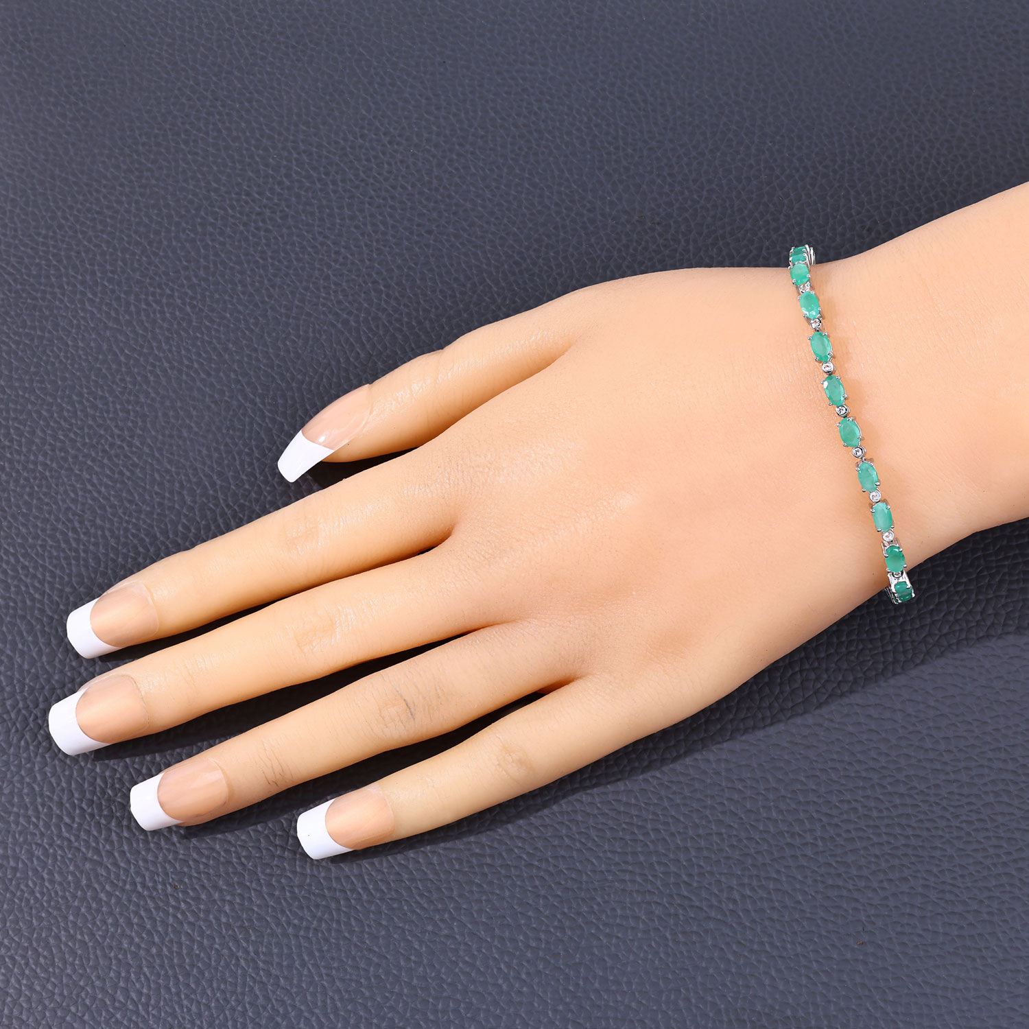 5.04 Carat Genuine Emerald .925 Sterling Silver Bracelet