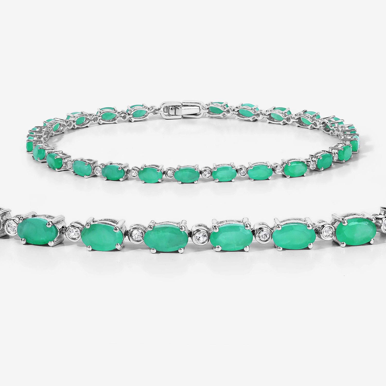 5.04 Carat Genuine Emerald .925 Sterling Silver Bracelet