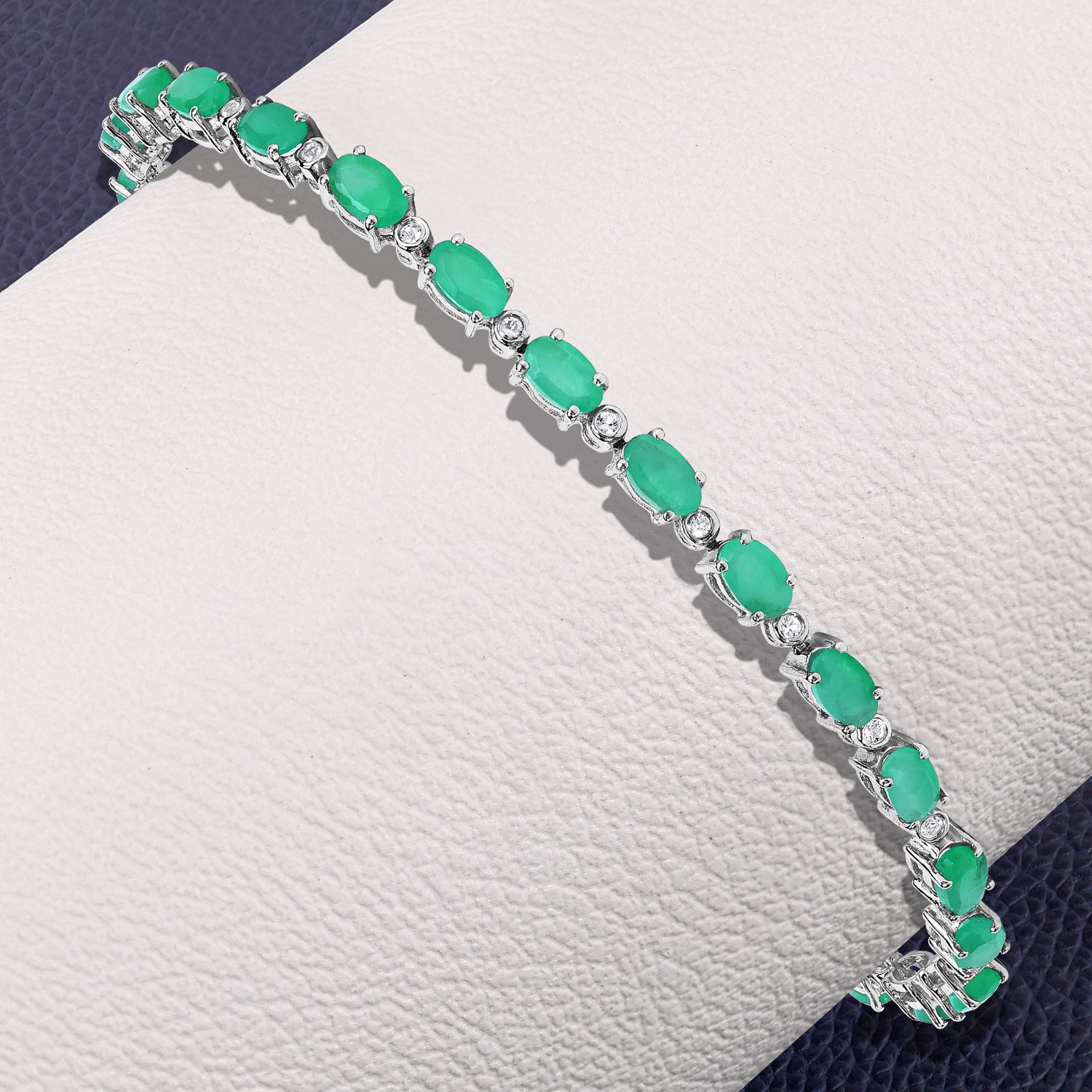 5.04 Carat Genuine Emerald .925 Sterling Silver Bracelet