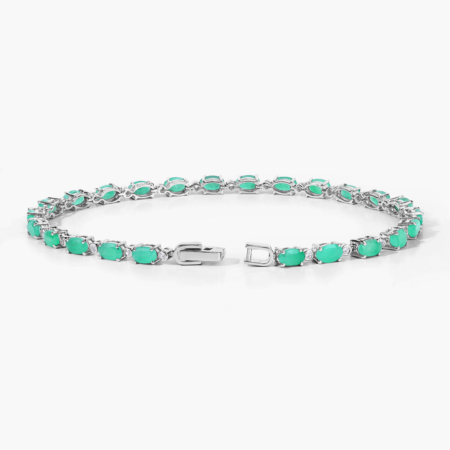 5.04 Carat Genuine Emerald .925 Sterling Silver Bracelet