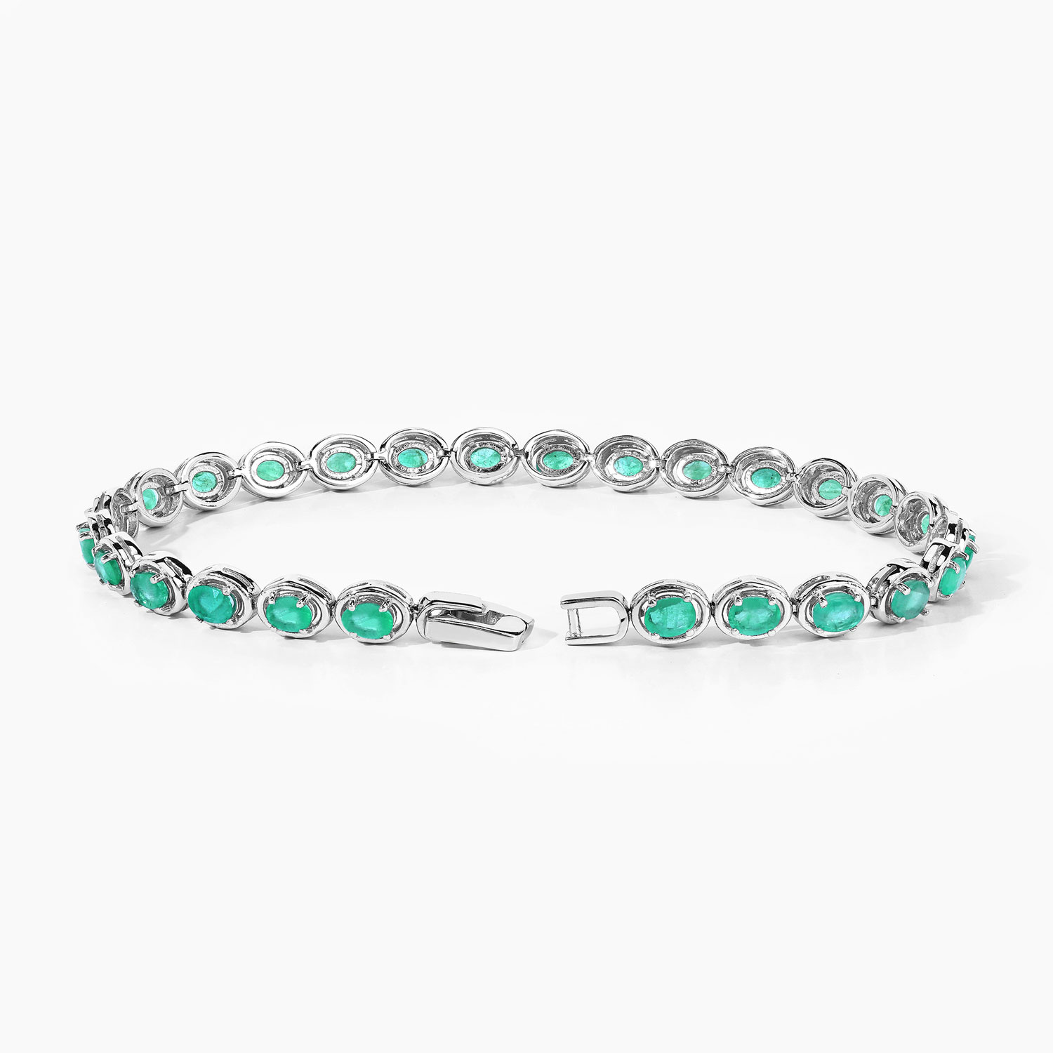 3.64 Carat Genuine Emerald .925 Sterling Silver Bracelet