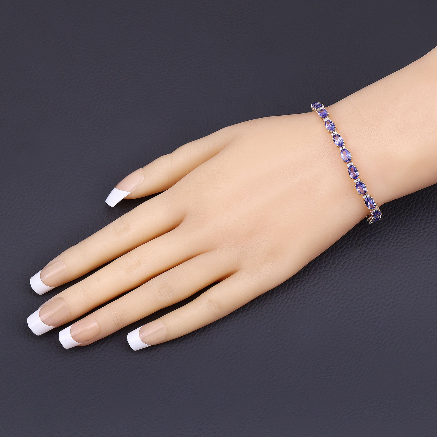 10.87 Carat Genuine Tanzanite and White Diamond 14K Yellow Gold Bracelet