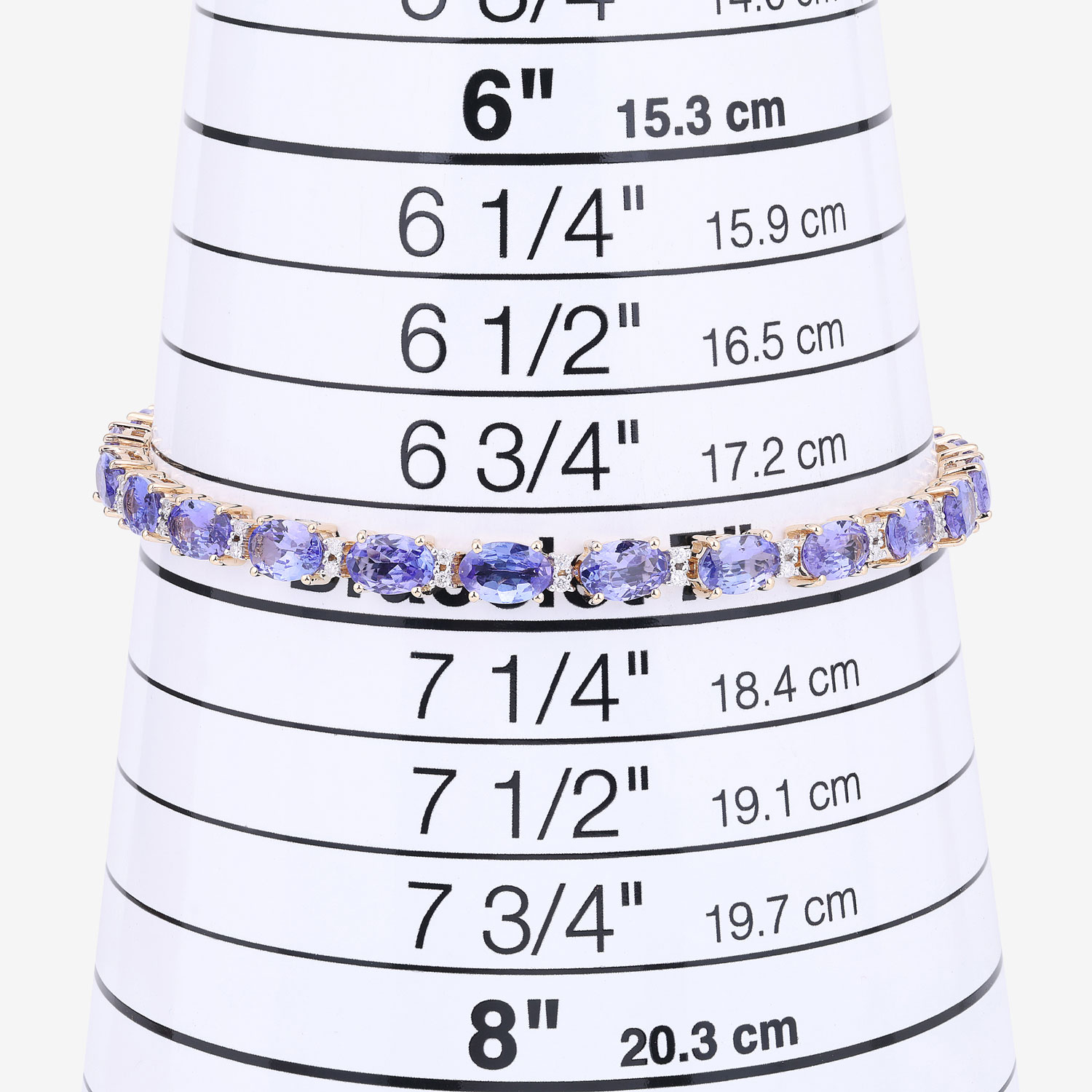 10.87 Carat Genuine Tanzanite and White Diamond 14K Yellow Gold Bracelet