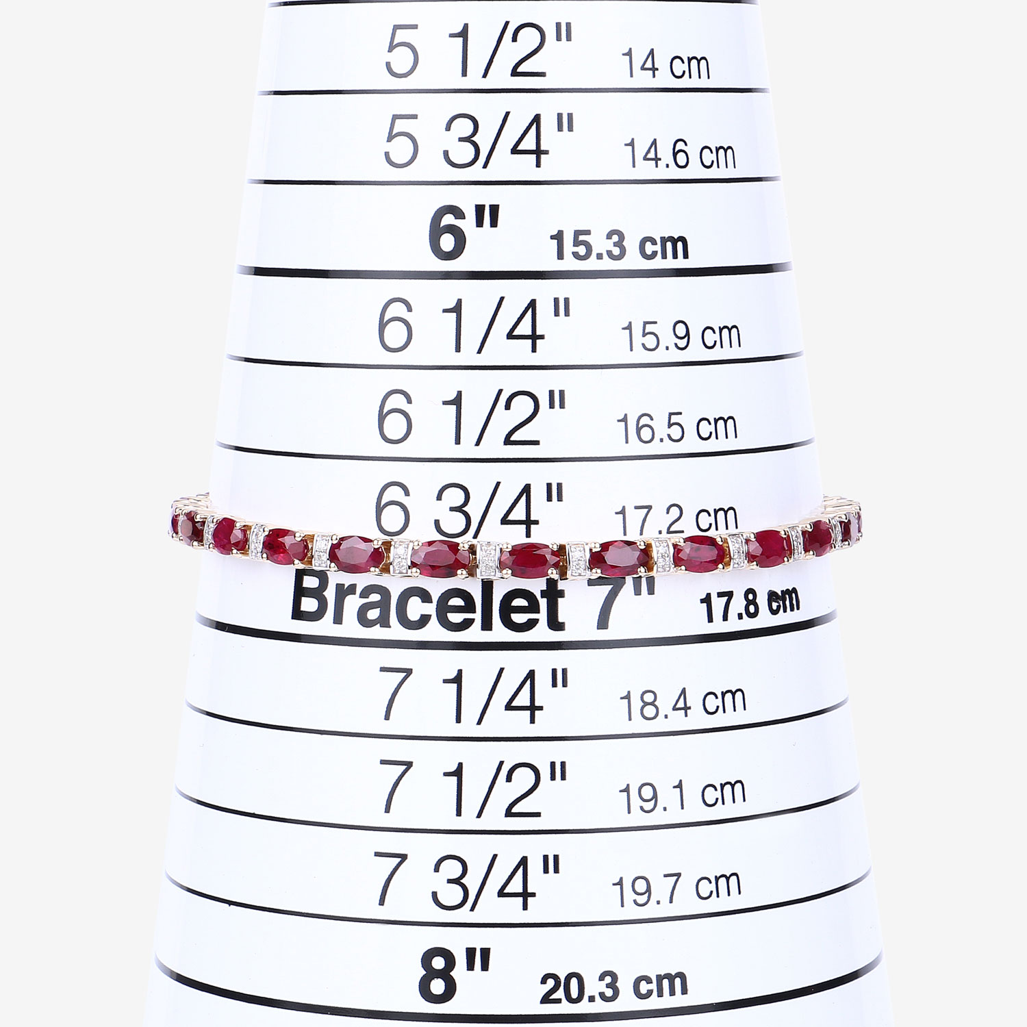 6.98 Carat Genuine Mozambique Ruby and White Diamond 14K Yellow Gold Bracelet