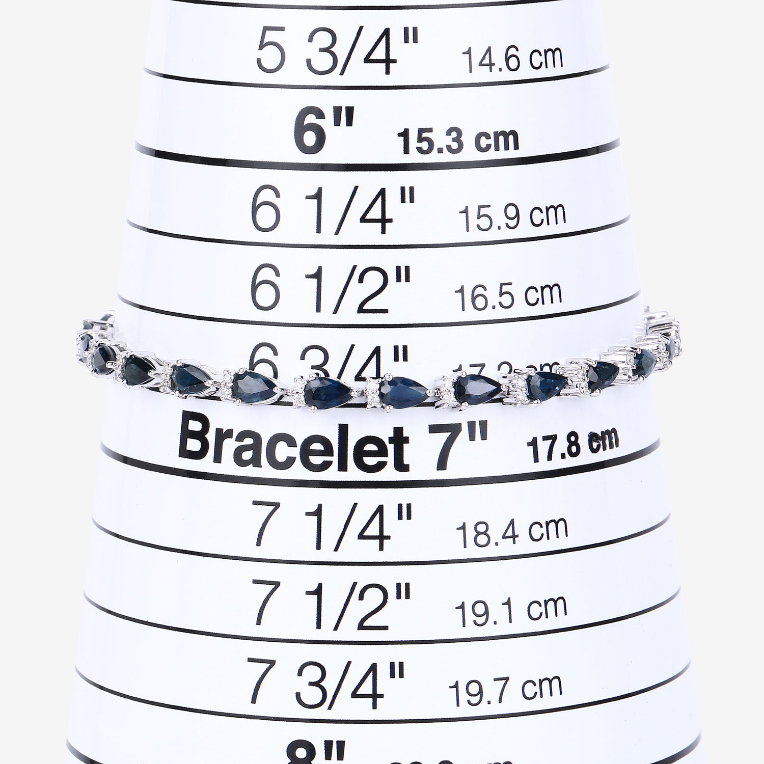 5.40 Carat Genuine Blue Sapphire and White Diamond 14K White Gold Bracelet