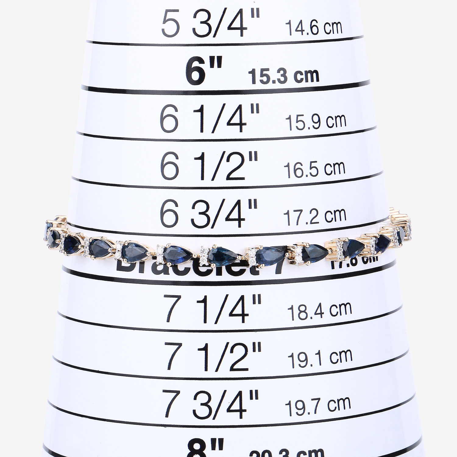 5.40 Carat Genuine Blue Sapphire and White Diamond 14K Yellow Gold Bracelet