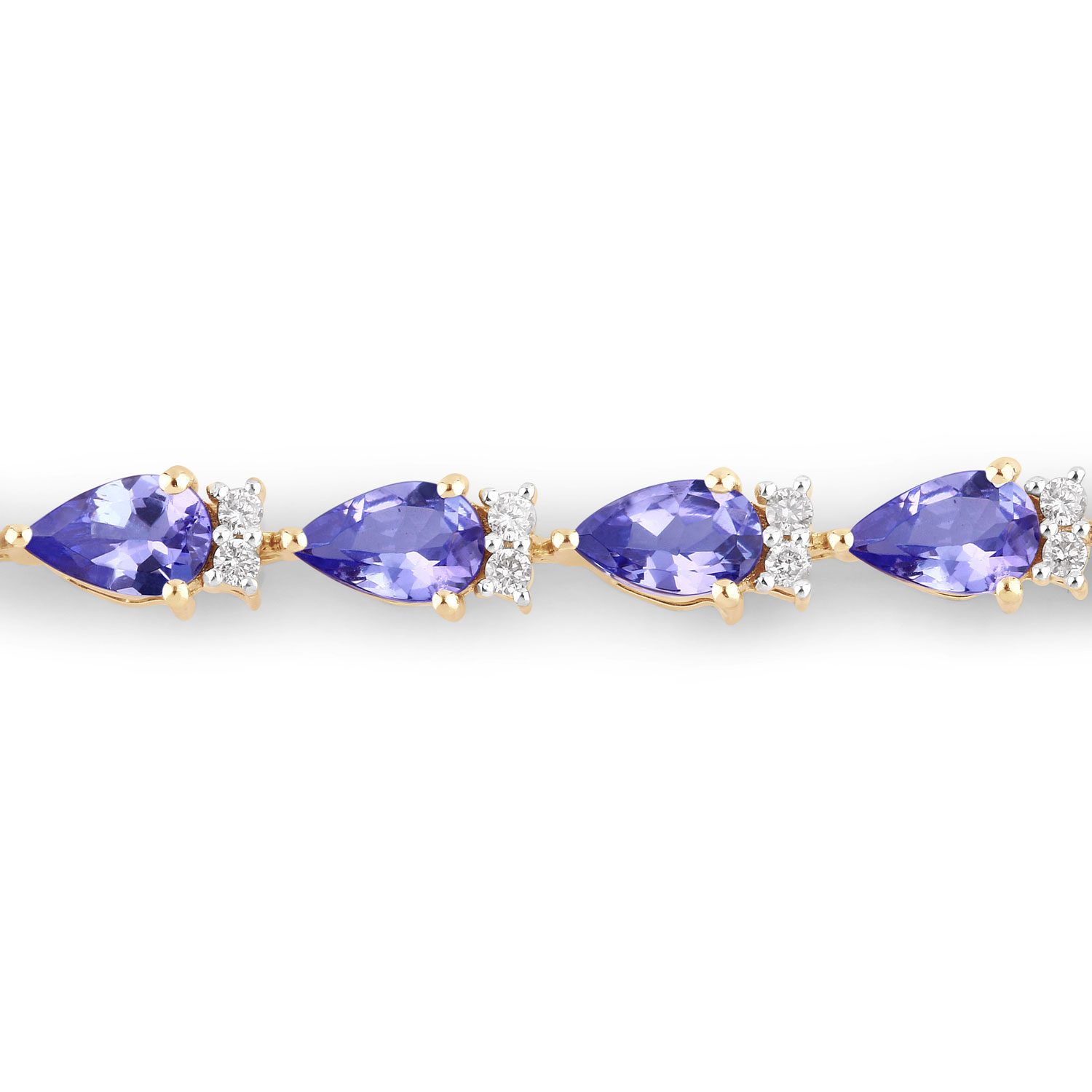 5.65 Carat Genuine Tanzanite and White Diamond 14K Yellow Gold Bracelet