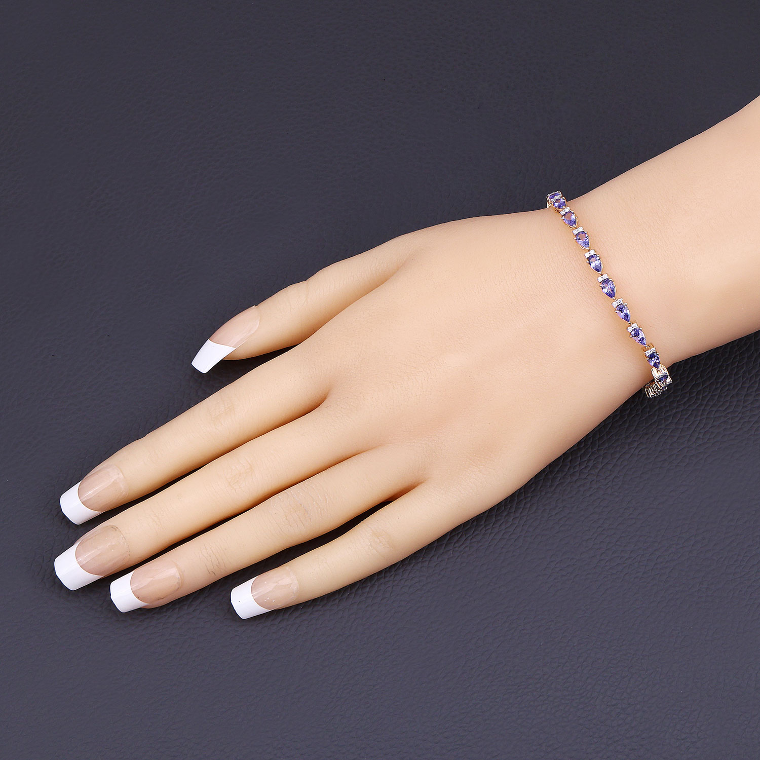 5.65 Carat Genuine Tanzanite and White Diamond 14K Yellow Gold Bracelet