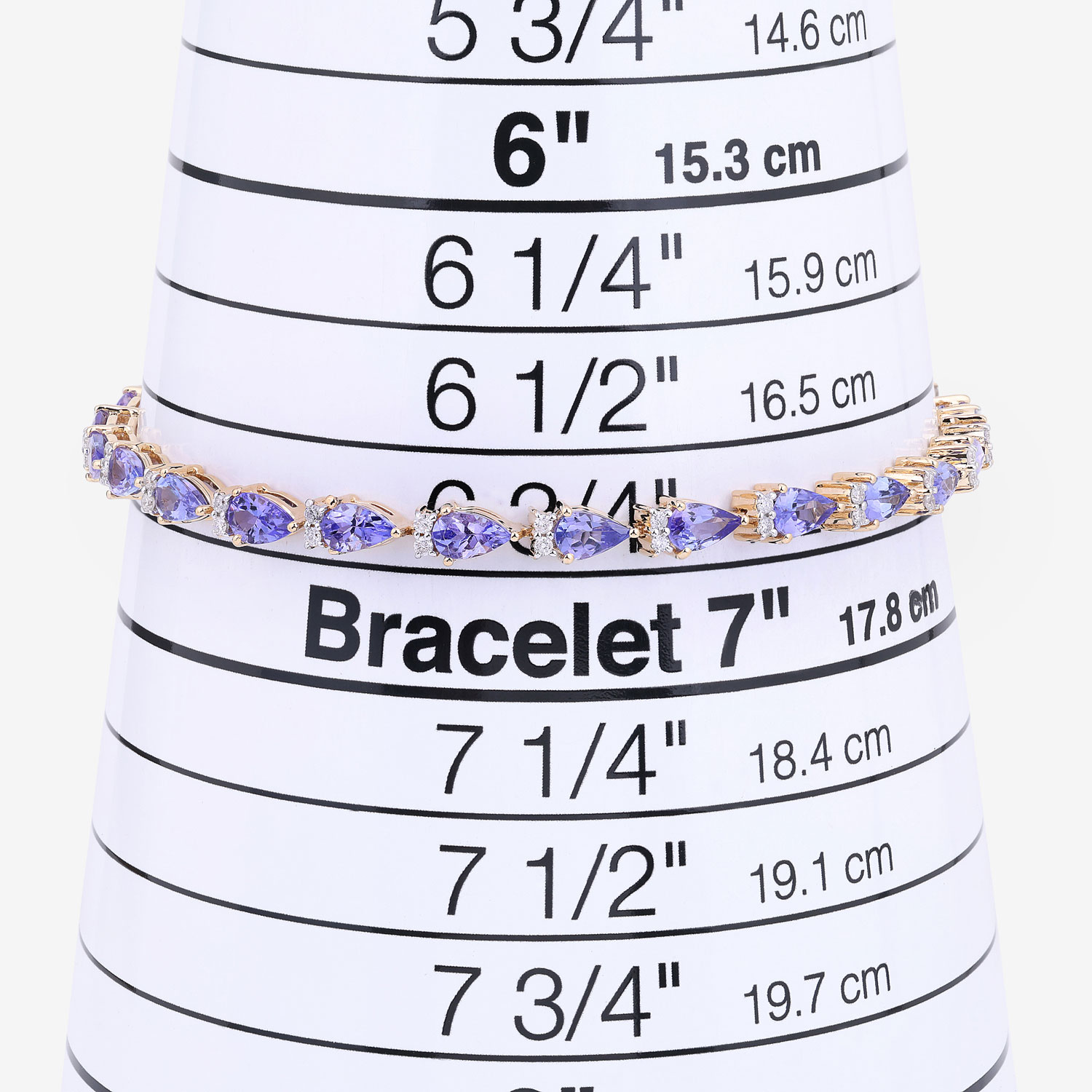 5.65 Carat Genuine Tanzanite and White Diamond 14K Yellow Gold Bracelet