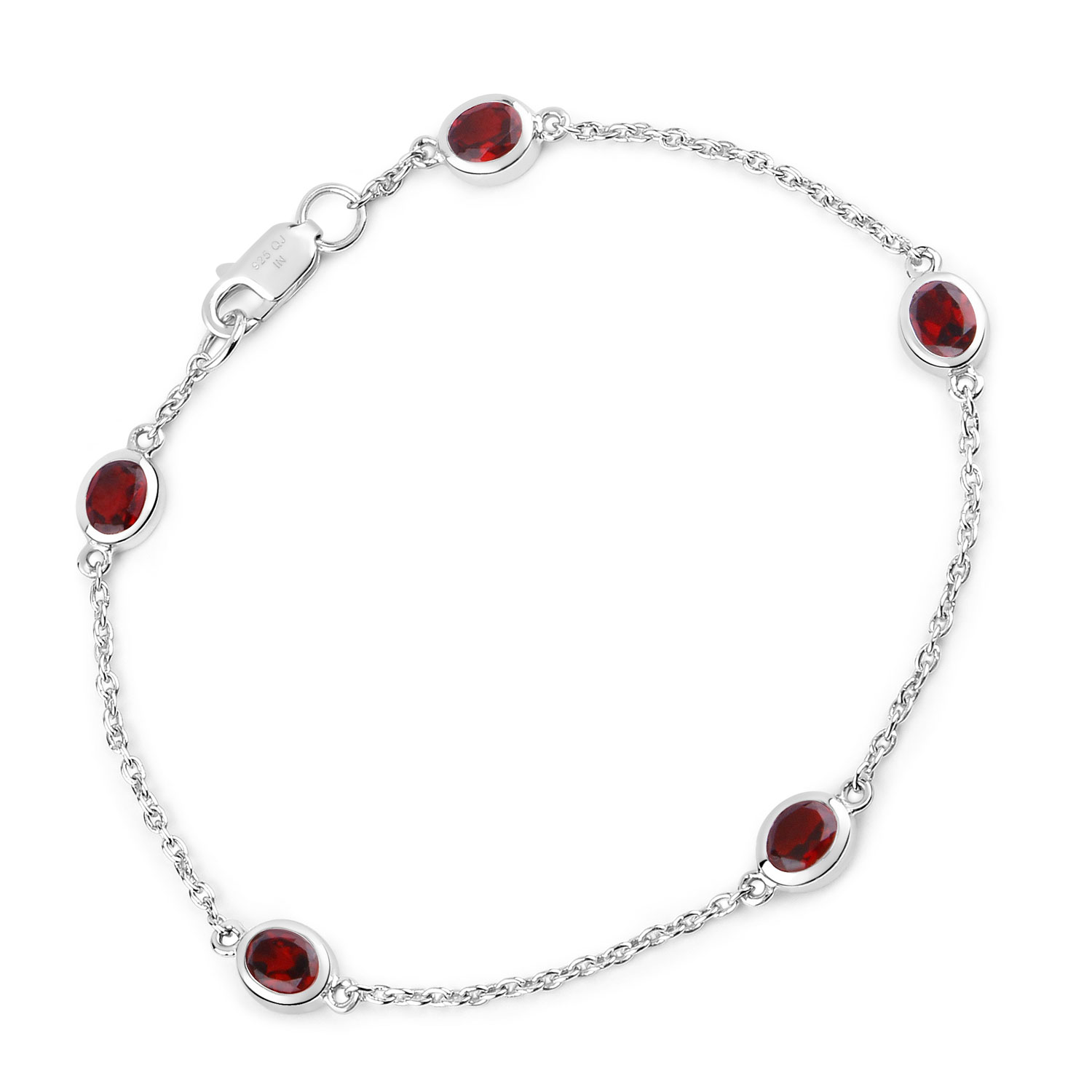 2.25 Carat Genuine Garnet .925 Sterling Silver Bracelet