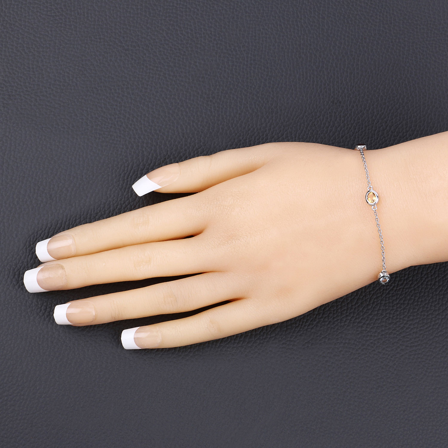 1.83 Carat Genuine Multi Stones .925 Sterling Silver Bracelet