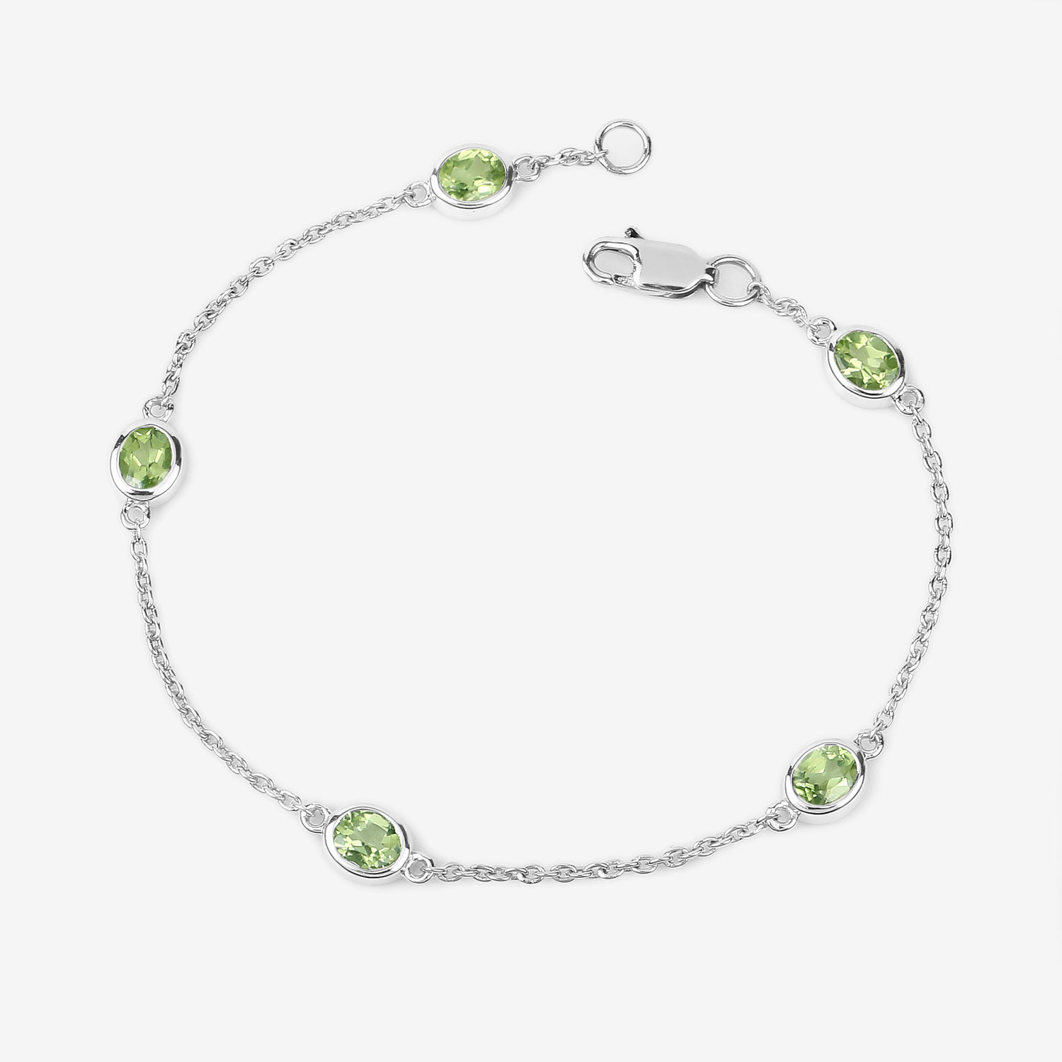 1.75 Carat Genuine Peridot .925 Sterling Silver Bracelet