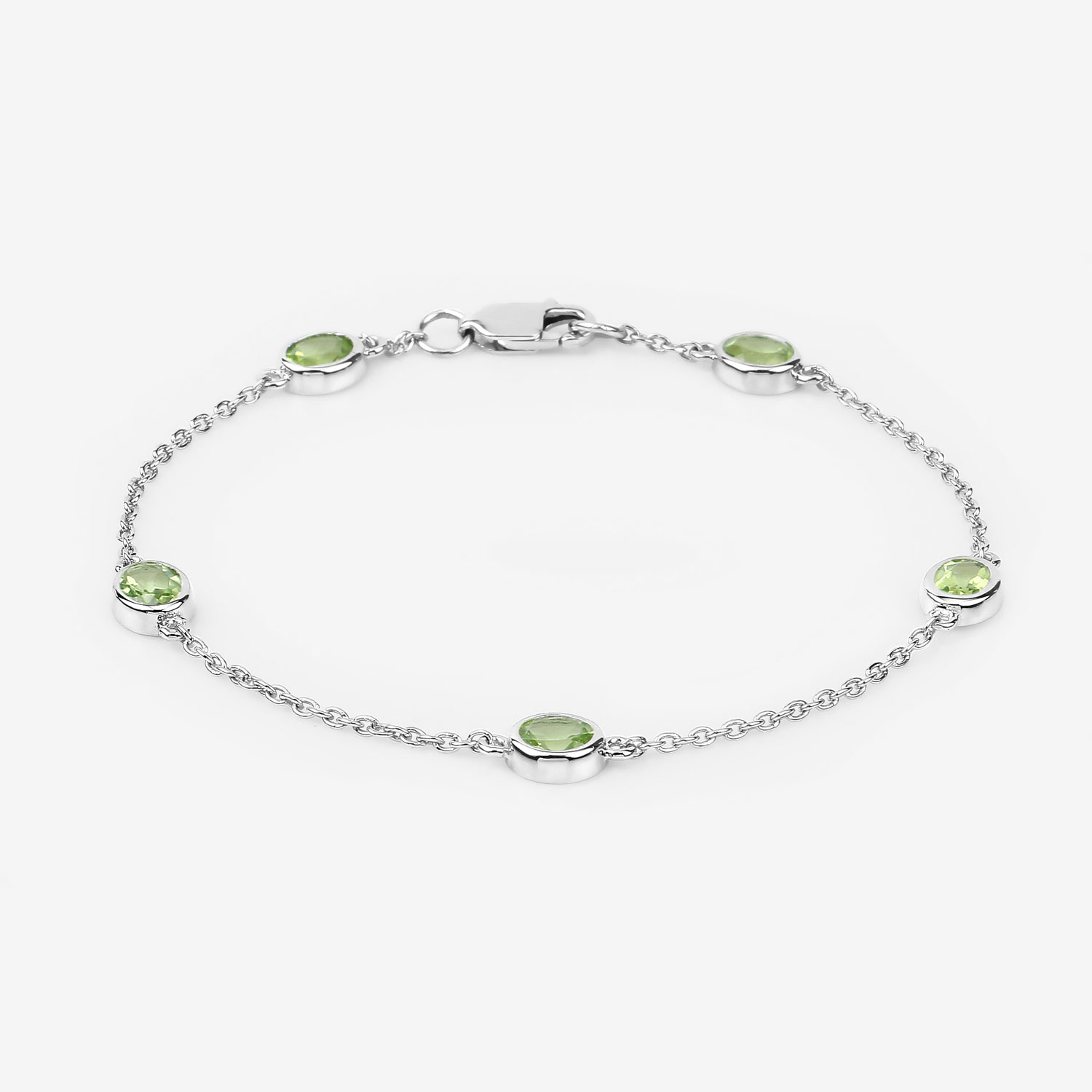 1.75 Carat Genuine Peridot .925 Sterling Silver Bracelet