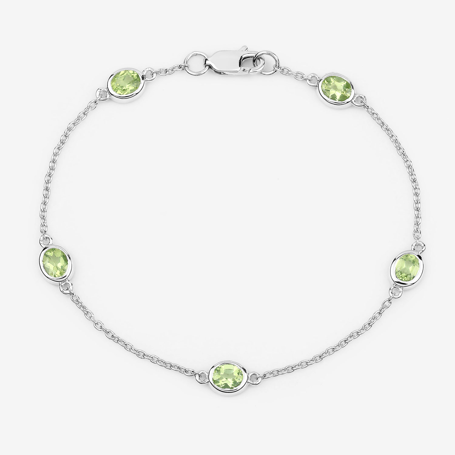1.75 Carat Genuine Peridot .925 Sterling Silver Bracelet