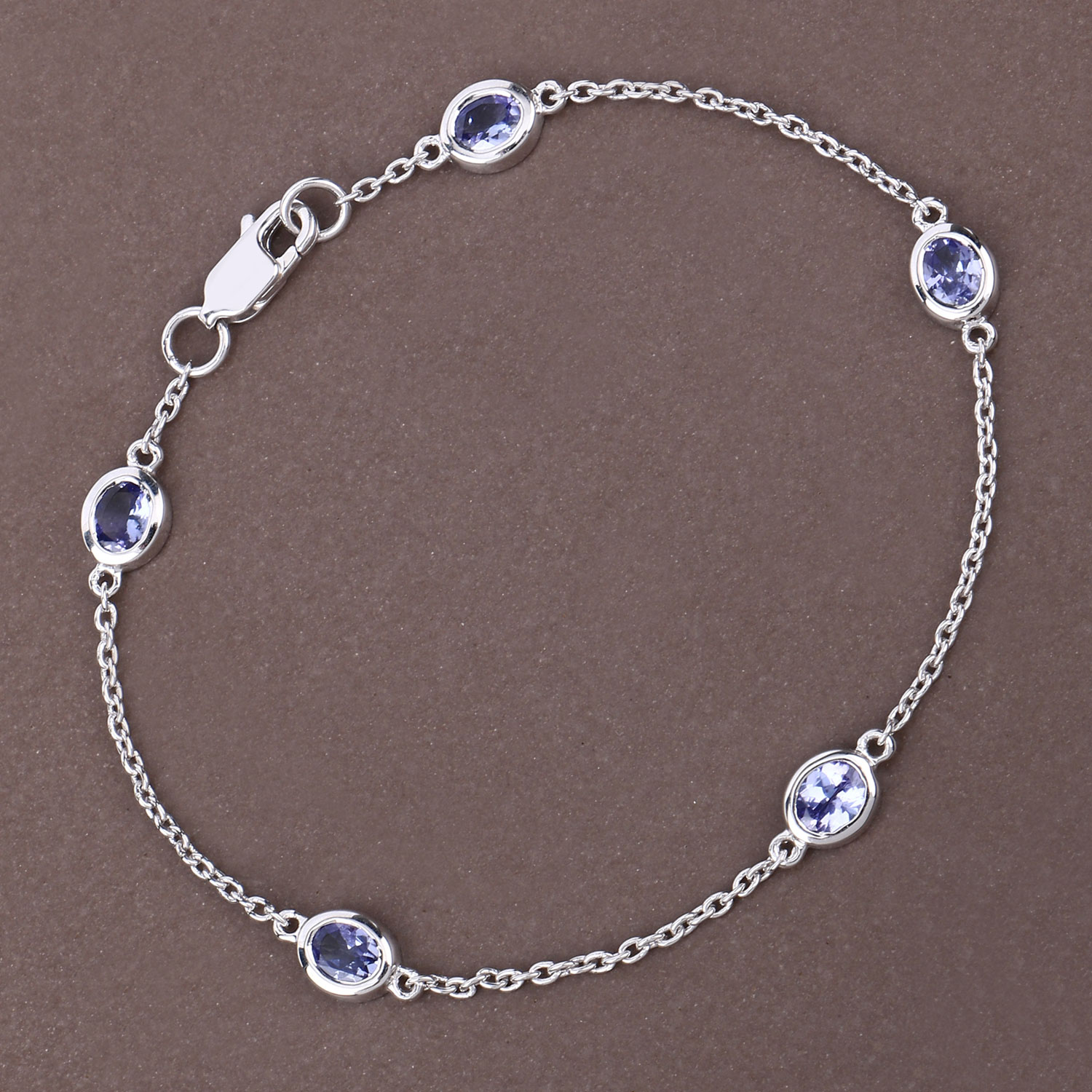 1.65 Carat Genuine Tanzanite .925 Sterling Silver Bracelet