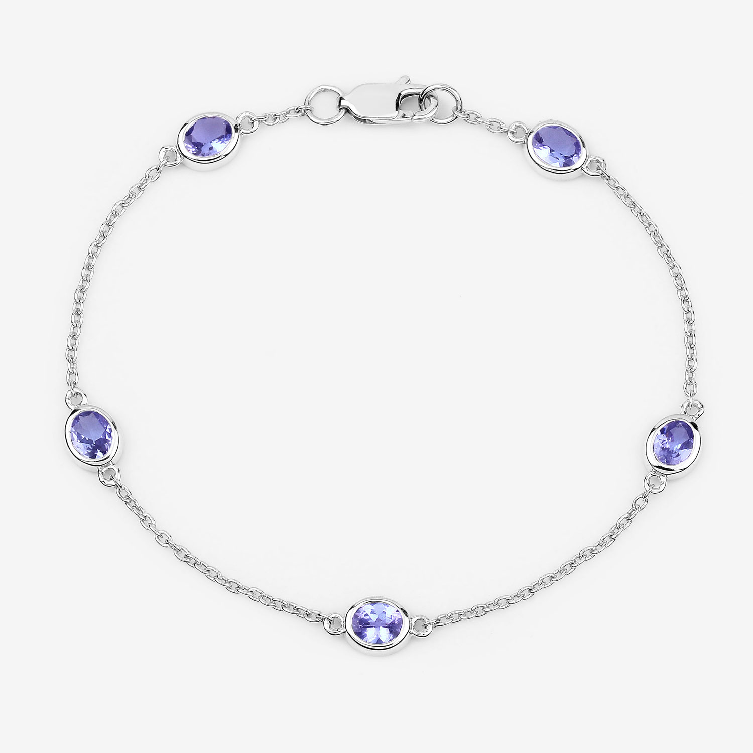 1.65 Carat Genuine Tanzanite .925 Sterling Silver Bracelet