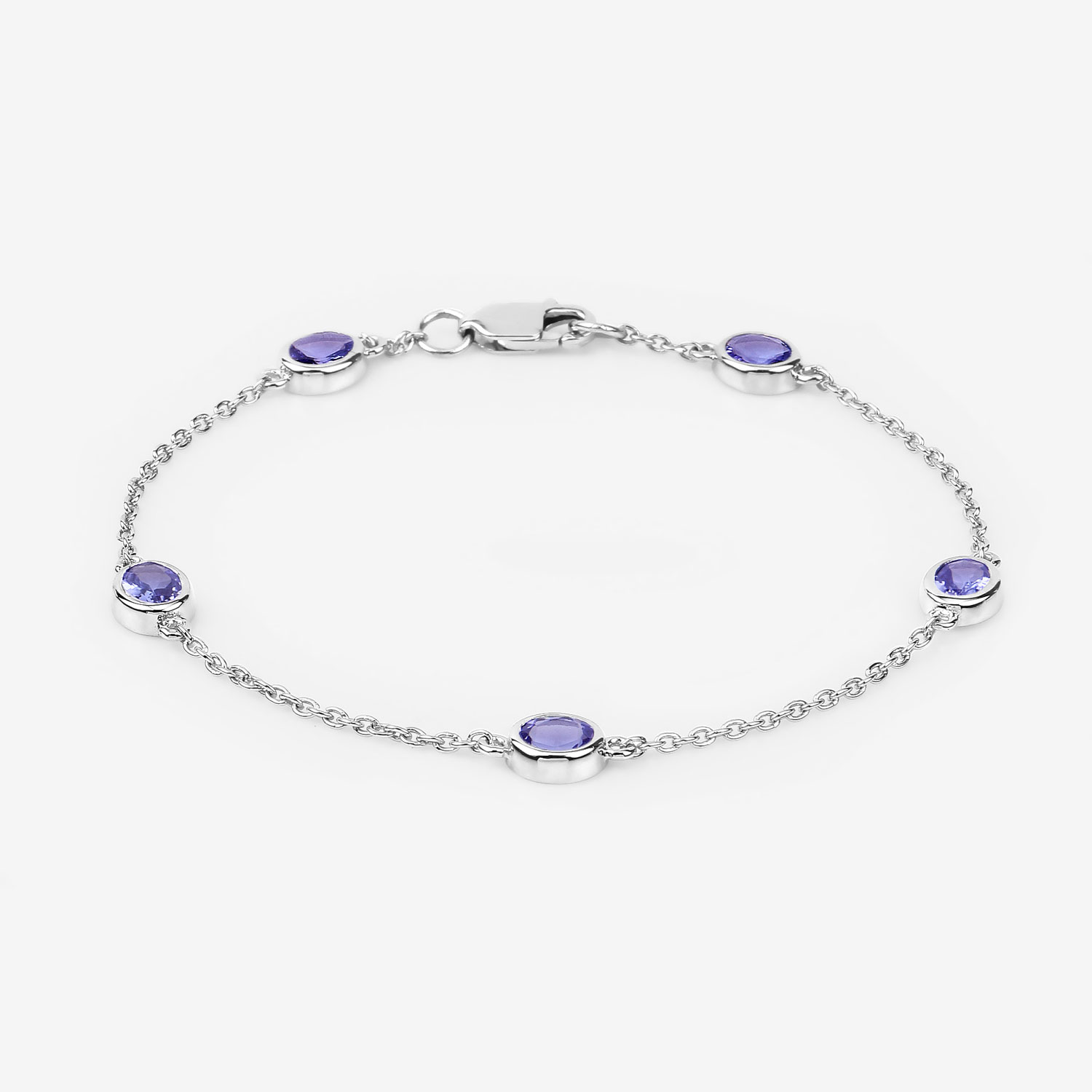1.65 Carat Genuine Tanzanite .925 Sterling Silver Bracelet