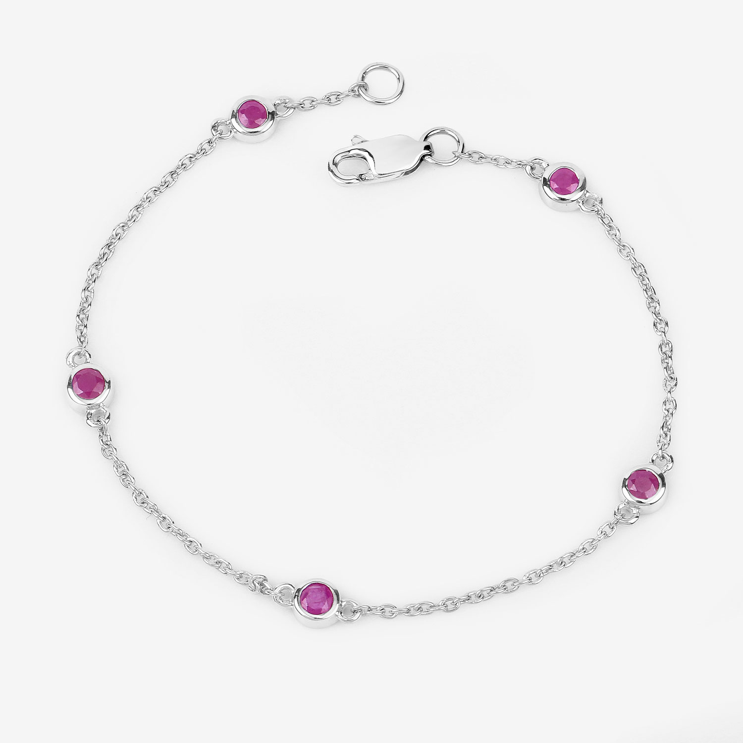 0.65 Carat Genuine Ruby .925 Sterling Silver Bracelet