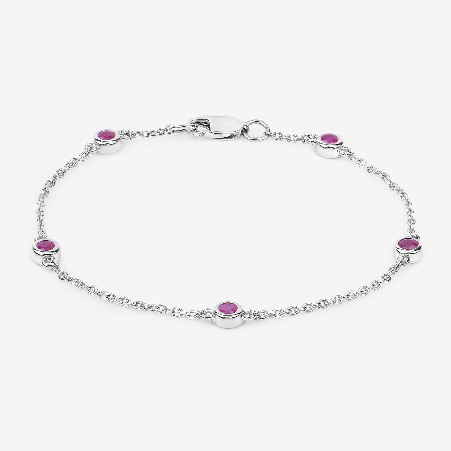 0.65 Carat Genuine Ruby .925 Sterling Silver Bracelet