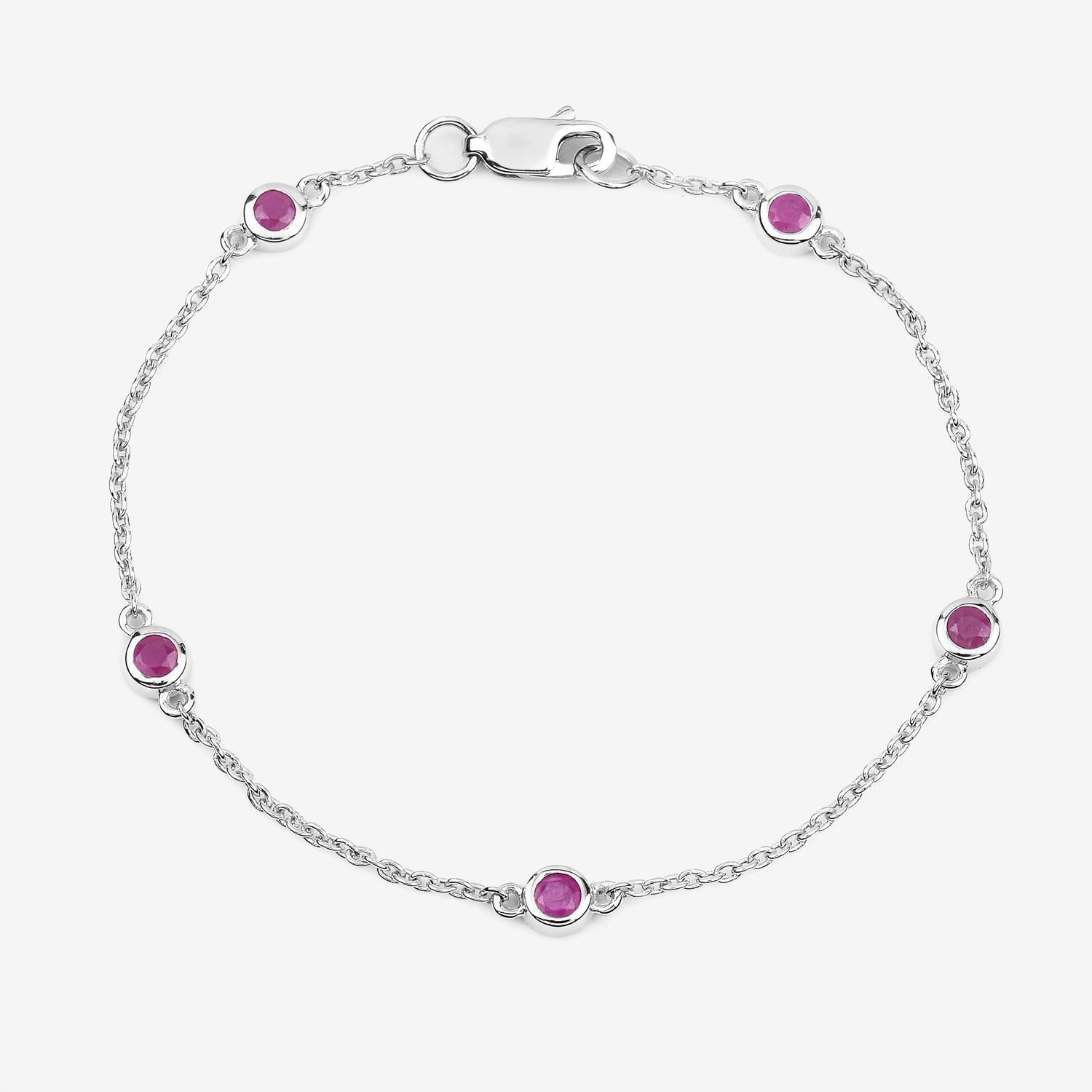 0.65 Carat Genuine Ruby .925 Sterling Silver Bracelet