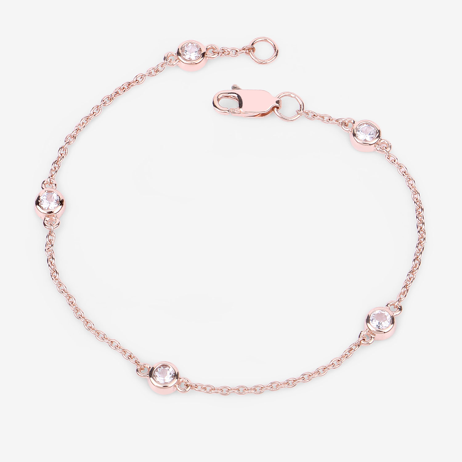 0.45 Carat Genuine Morganite .925 Sterling Silver Bracelet