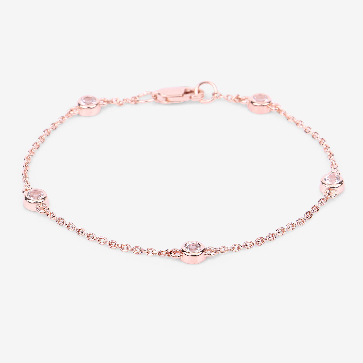 0.45 Carat Genuine Morganite .925 Sterling Silver Bracelet