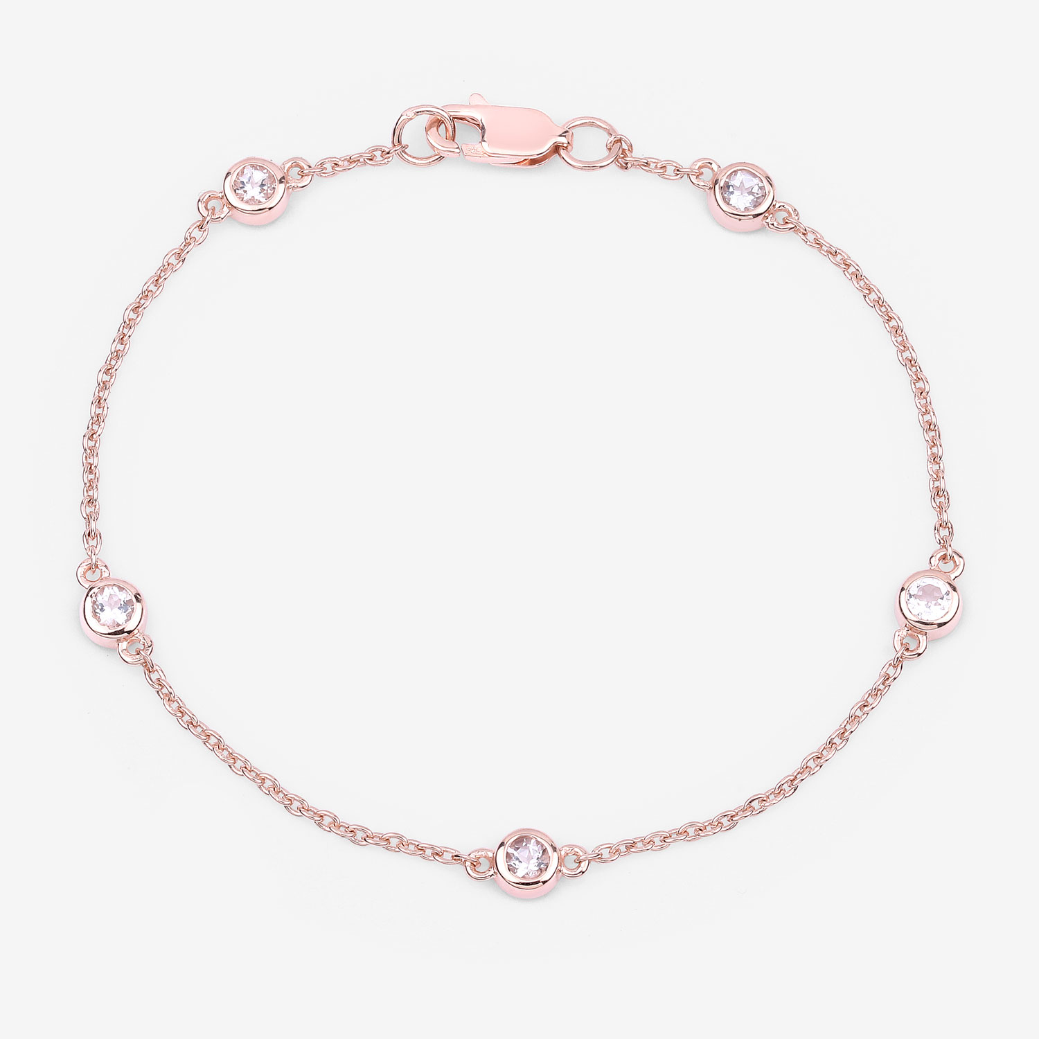 0.45 Carat Genuine Morganite .925 Sterling Silver Bracelet