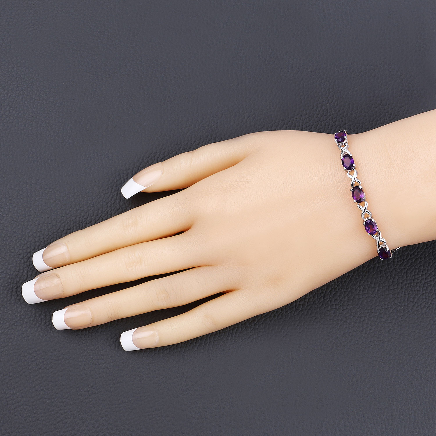 4.00 Carat Genuine Amethyst .925 Sterling Silver Bracelet