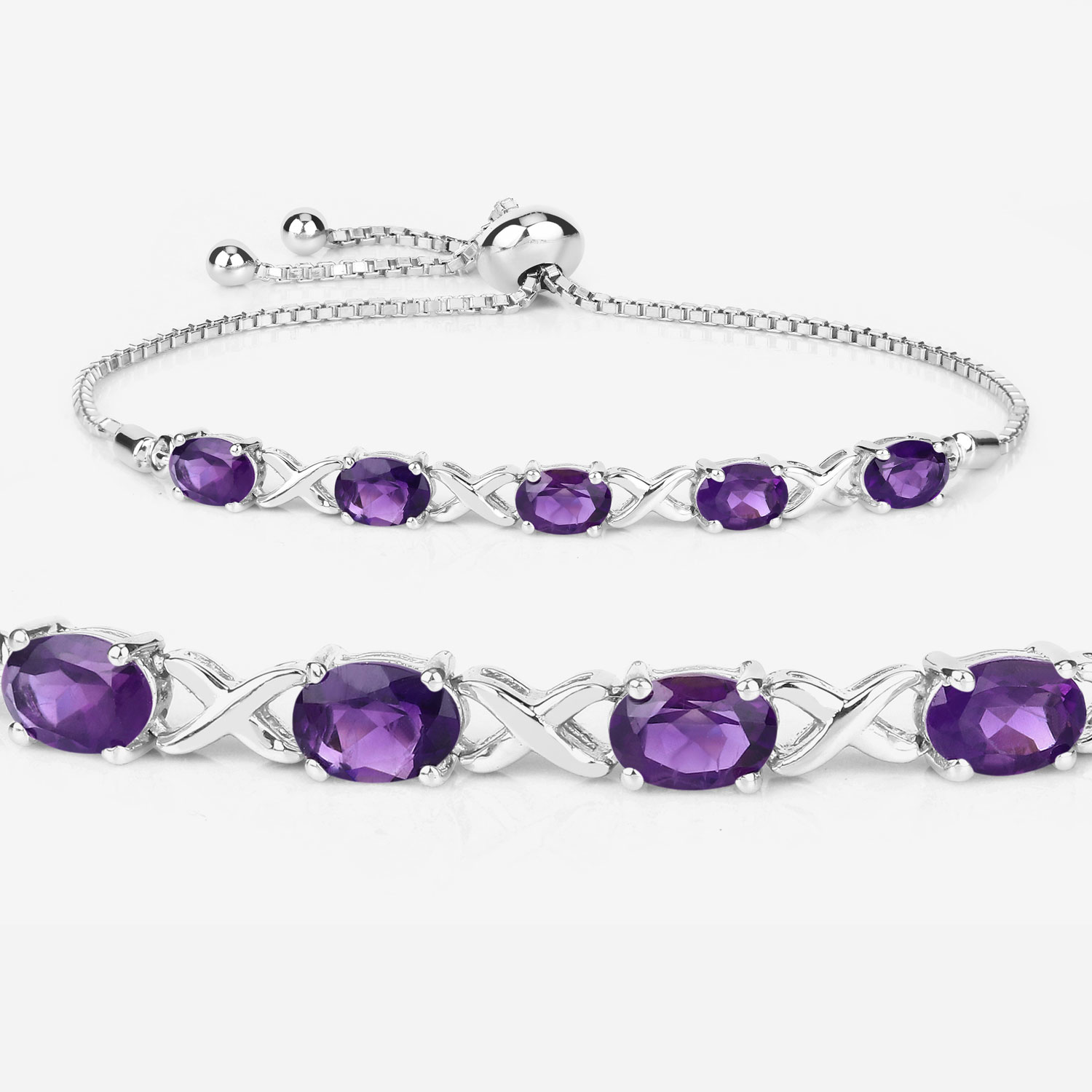 4.00 Carat Genuine Amethyst .925 Sterling Silver Bracelet