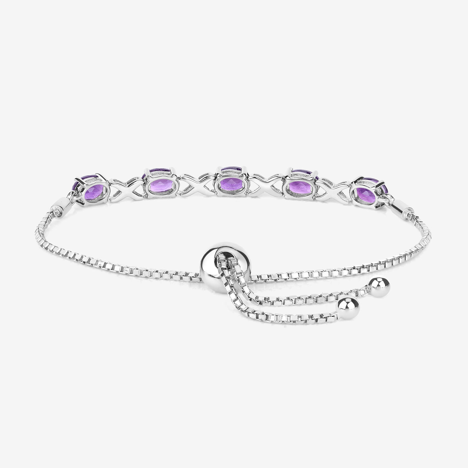 4.00 Carat Genuine Amethyst .925 Sterling Silver Bracelet