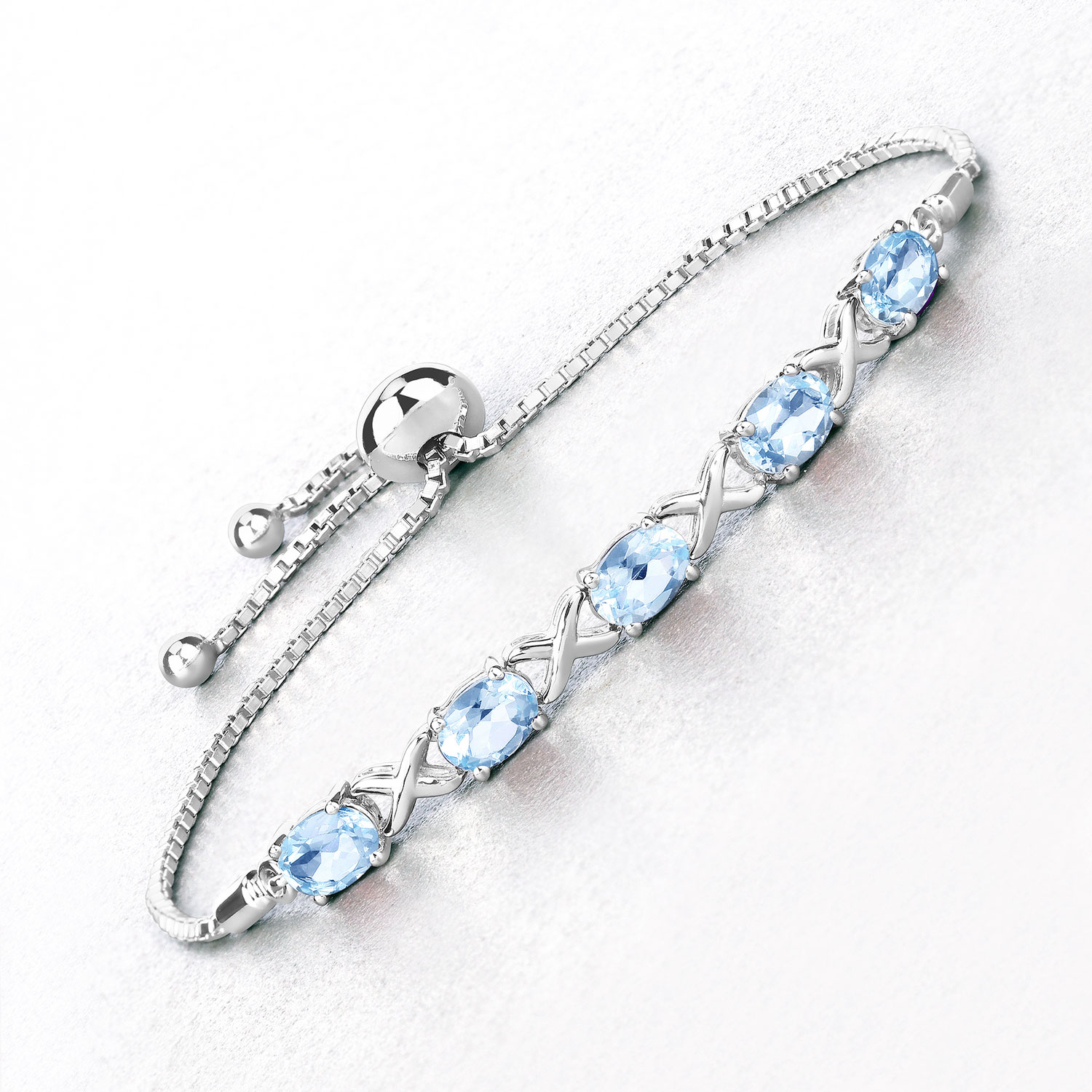 4.75 Carat Genuine Blue Topaz .925 Sterling Silver Bracelet