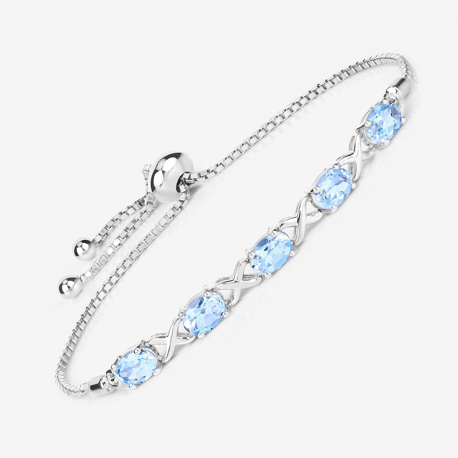 4.75 Carat Genuine Blue Topaz .925 Sterling Silver Bracelet