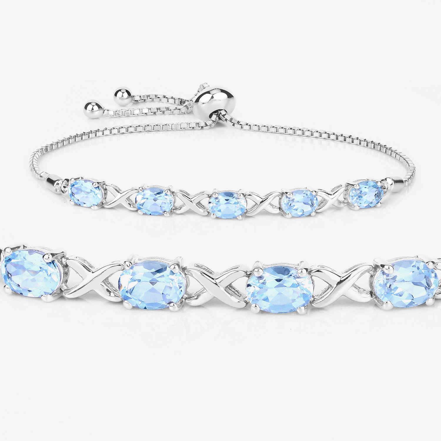 4.75 Carat Genuine Blue Topaz .925 Sterling Silver Bracelet