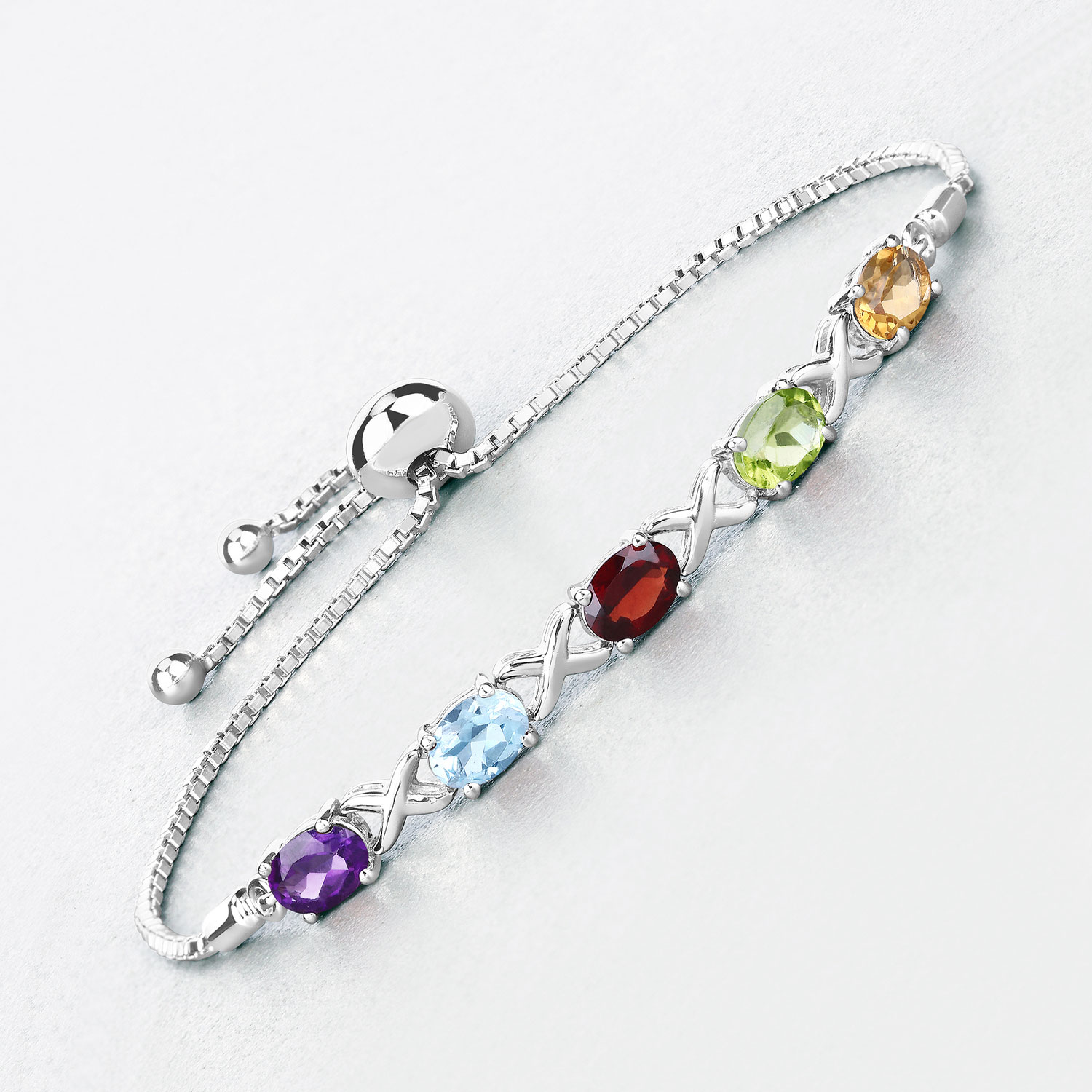 4.23 Carat Genuine Multi Stone .925 Sterling Silver Bracelet