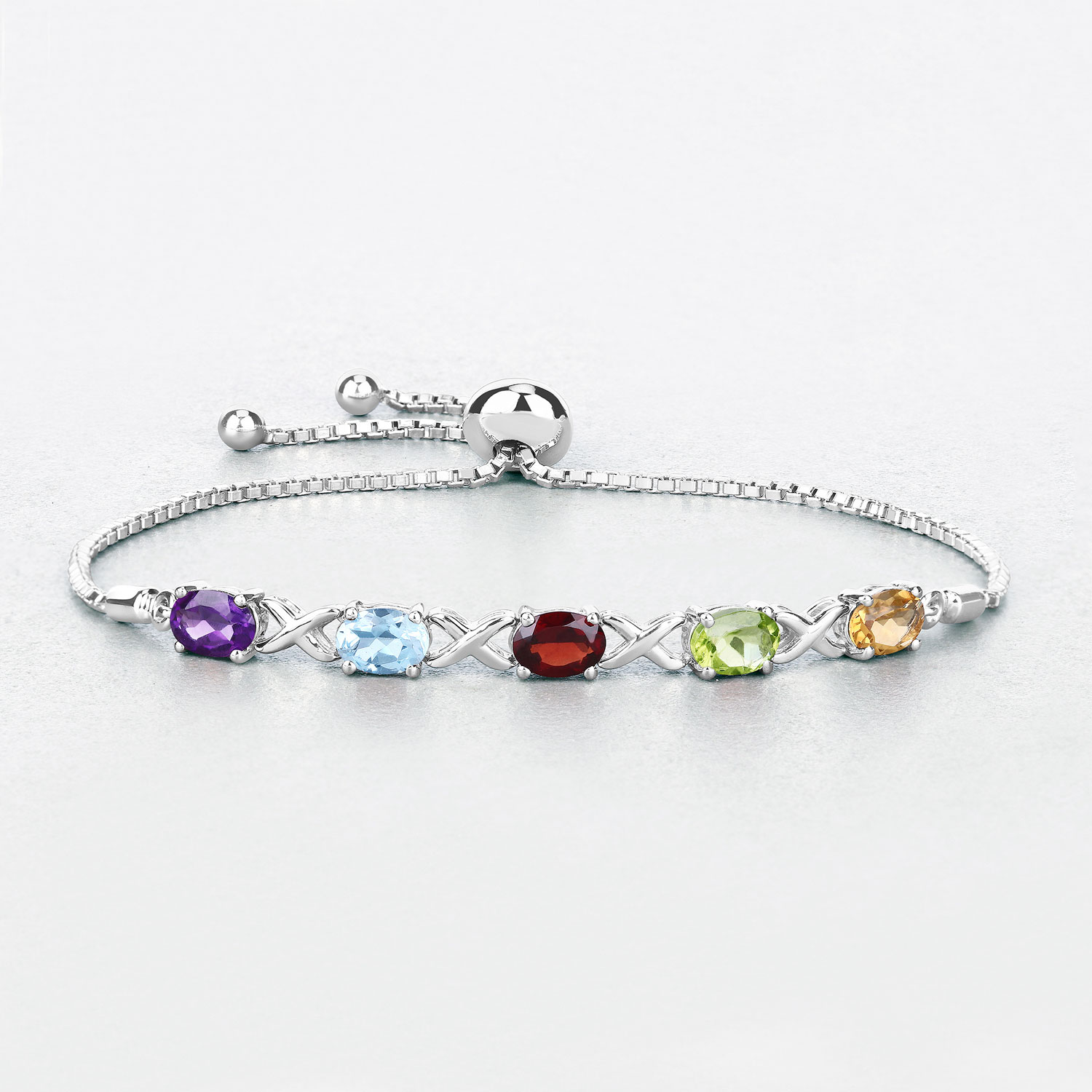 4.23 Carat Genuine Multi Stone .925 Sterling Silver Bracelet