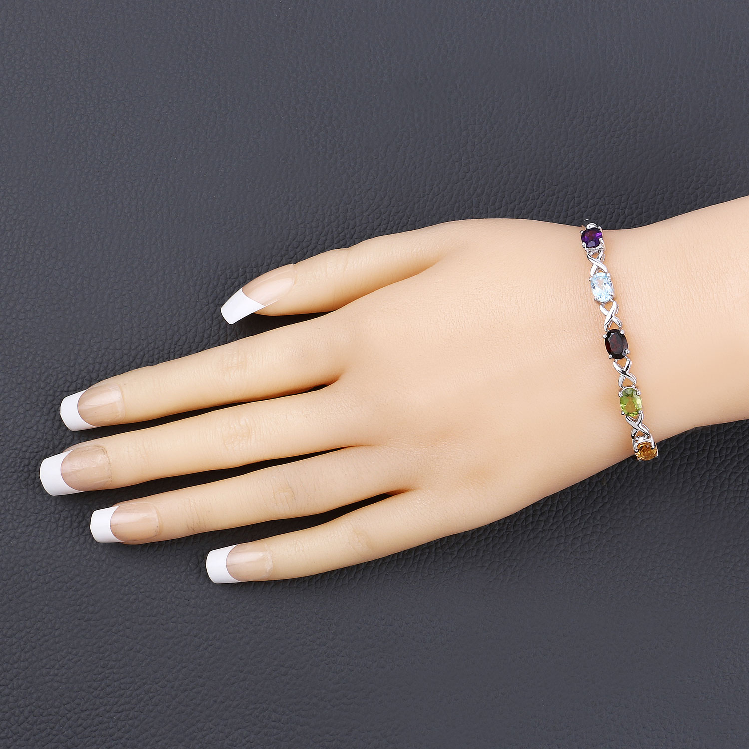 4.23 Carat Genuine Multi Stone .925 Sterling Silver Bracelet