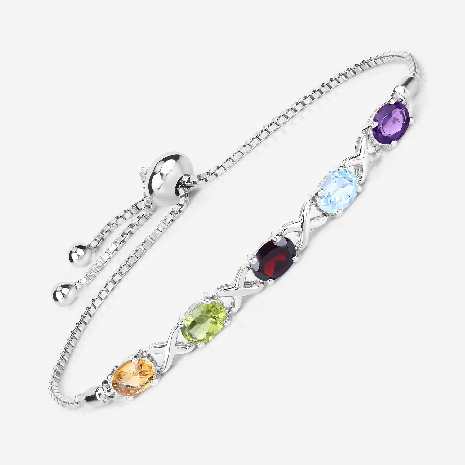 4.23 Carat Genuine Multi Stone .925 Sterling Silver Bracelet