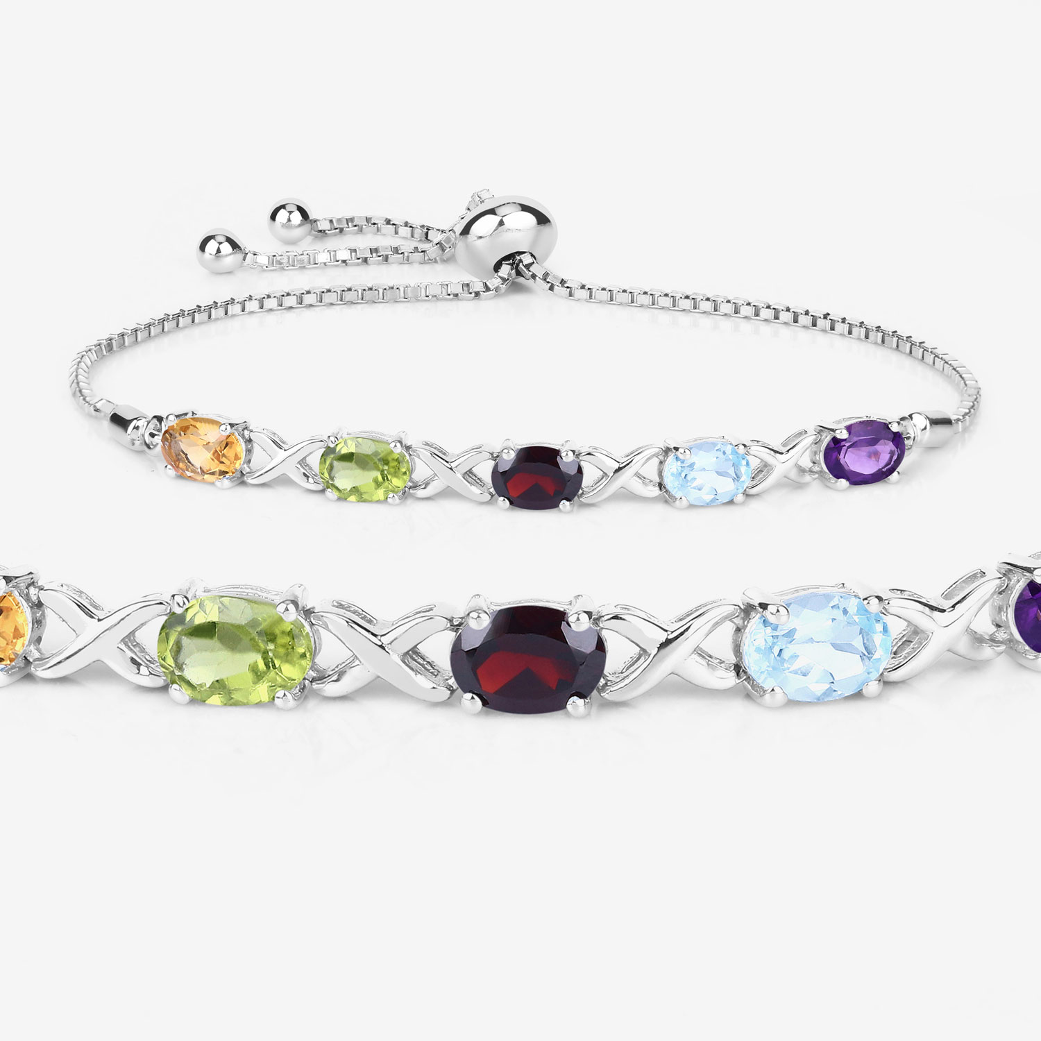 4.23 Carat Genuine Multi Stone .925 Sterling Silver Bracelet
