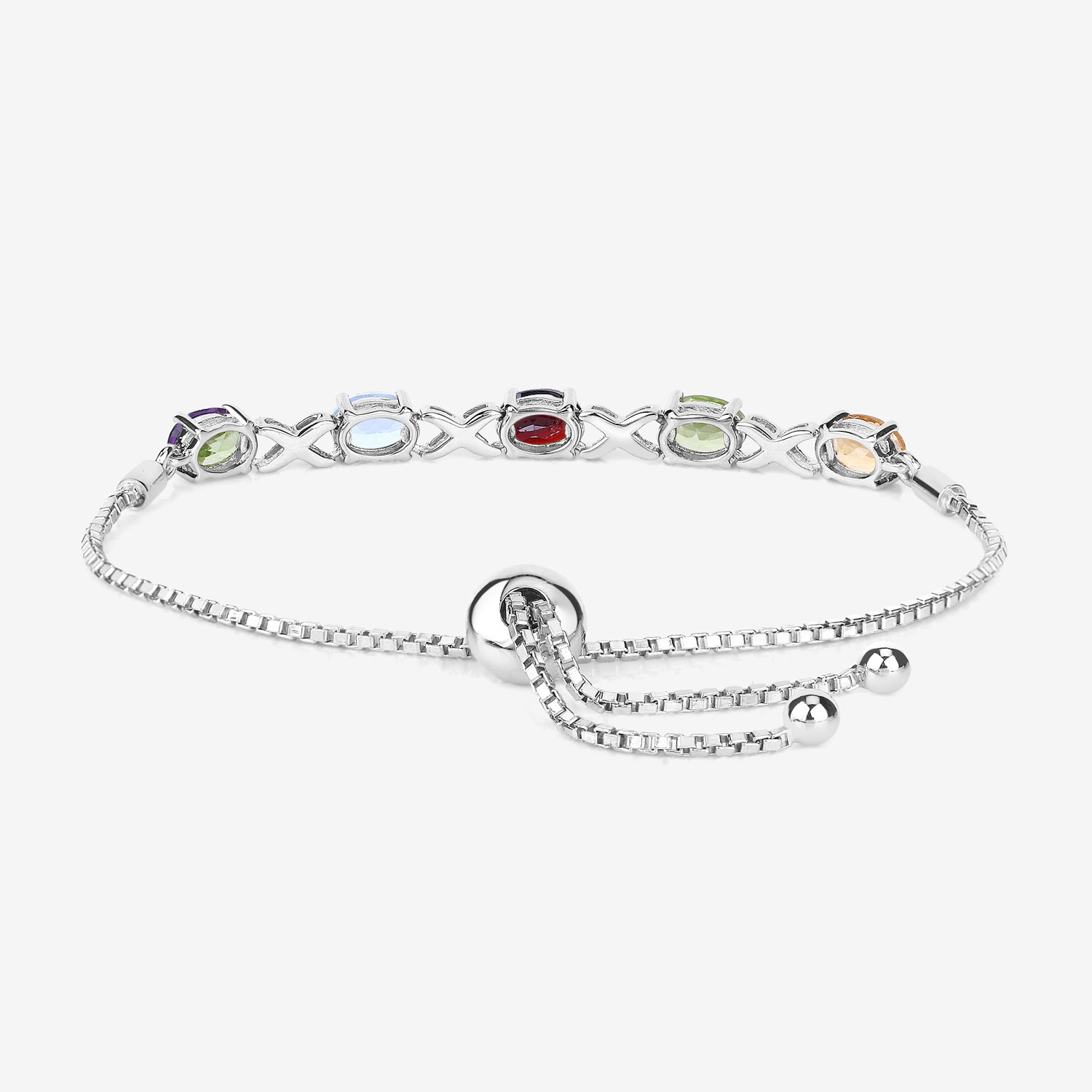 4.23 Carat Genuine Multi Stone .925 Sterling Silver Bracelet