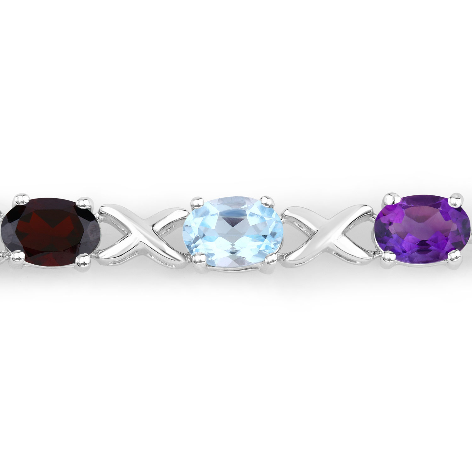 4.23 Carat Genuine Multi Stone .925 Sterling Silver Bracelet
