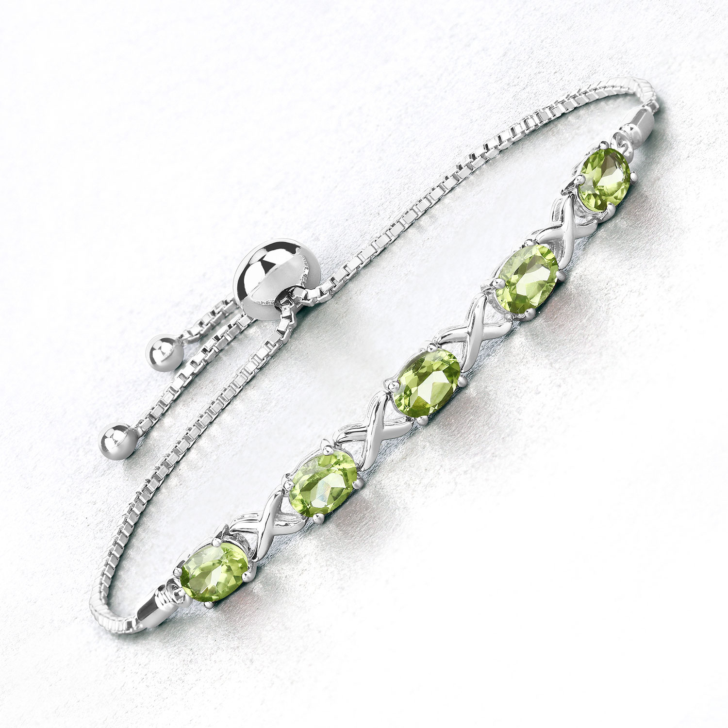 4.15 Carat Genuine Peridot .925 Sterling Silver Bracelet