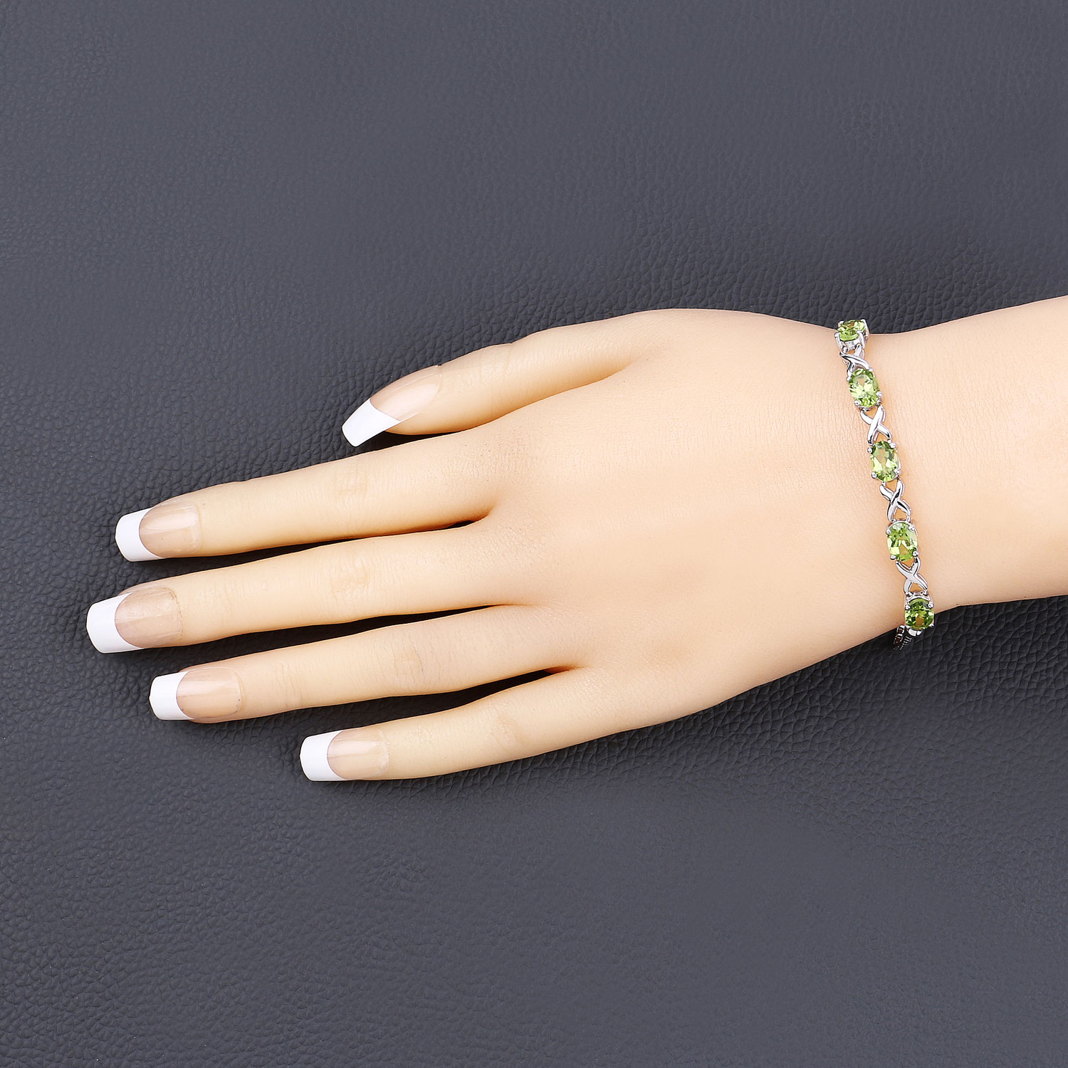 4.15 Carat Genuine Peridot .925 Sterling Silver Bracelet