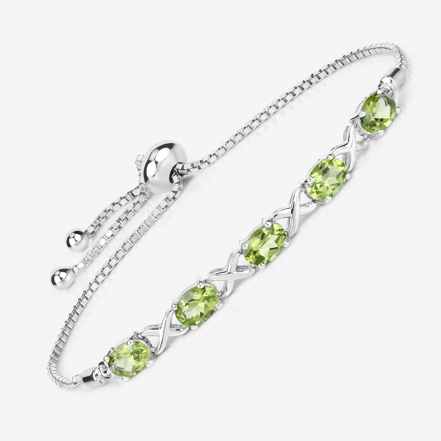 4.15 Carat Genuine Peridot .925 Sterling Silver Bracelet