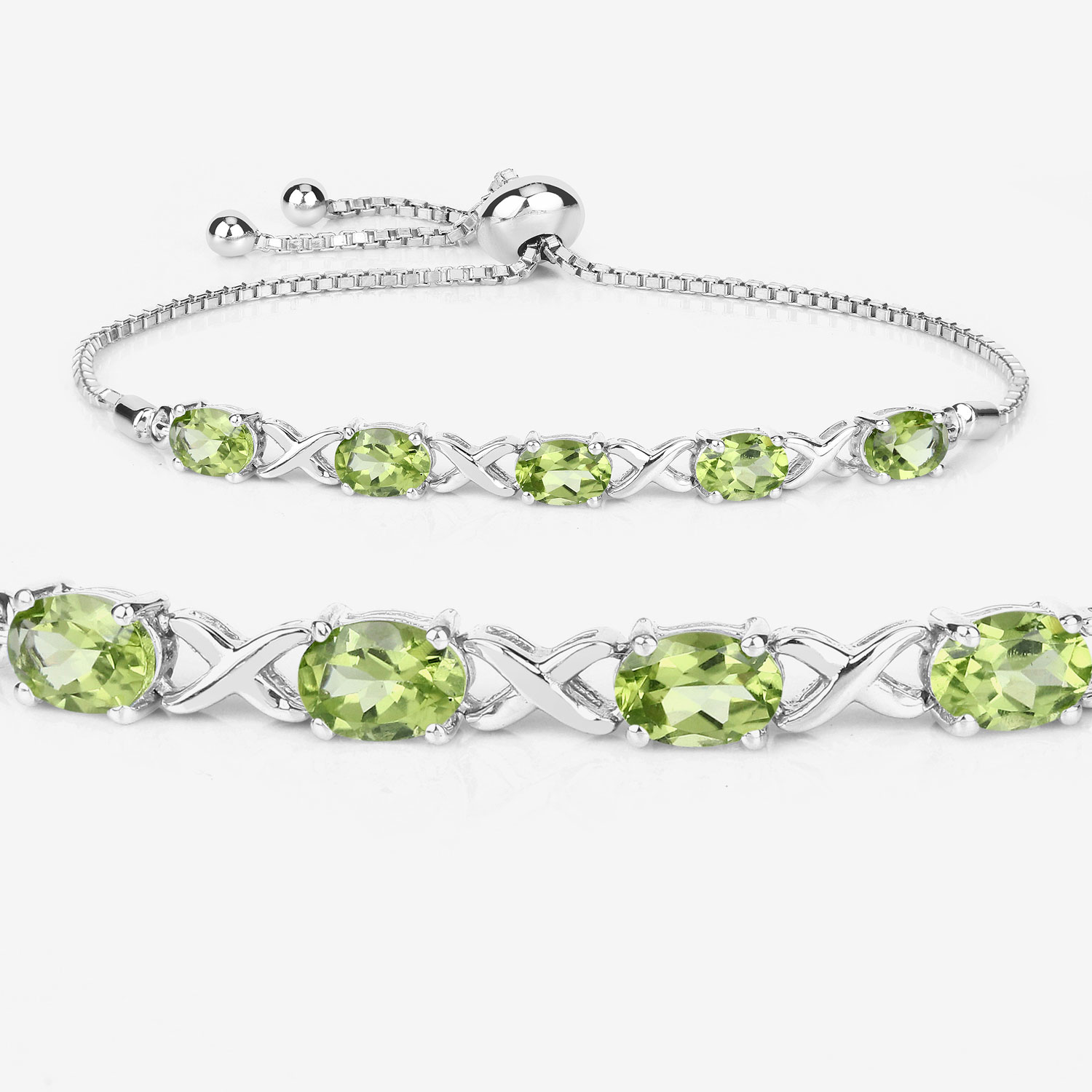 4.15 Carat Genuine Peridot .925 Sterling Silver Bracelet