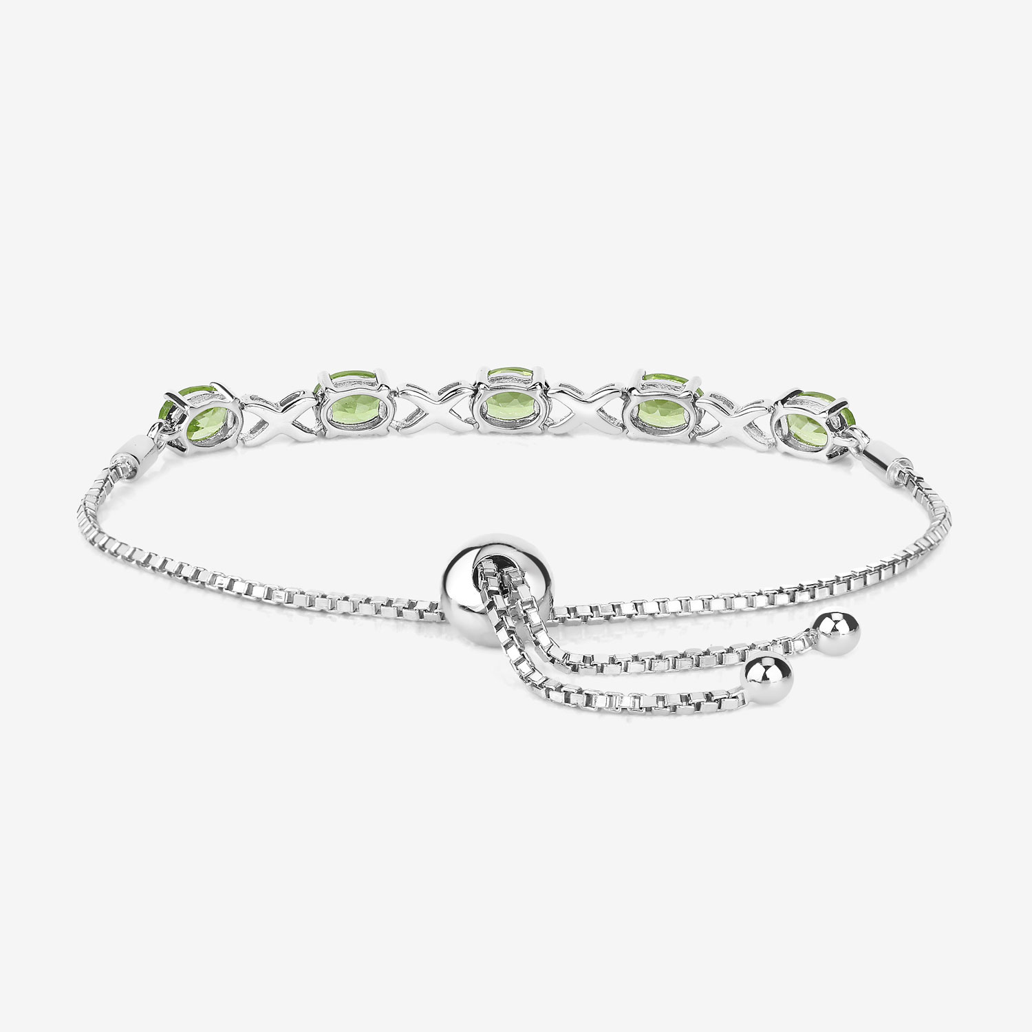 4.15 Carat Genuine Peridot .925 Sterling Silver Bracelet